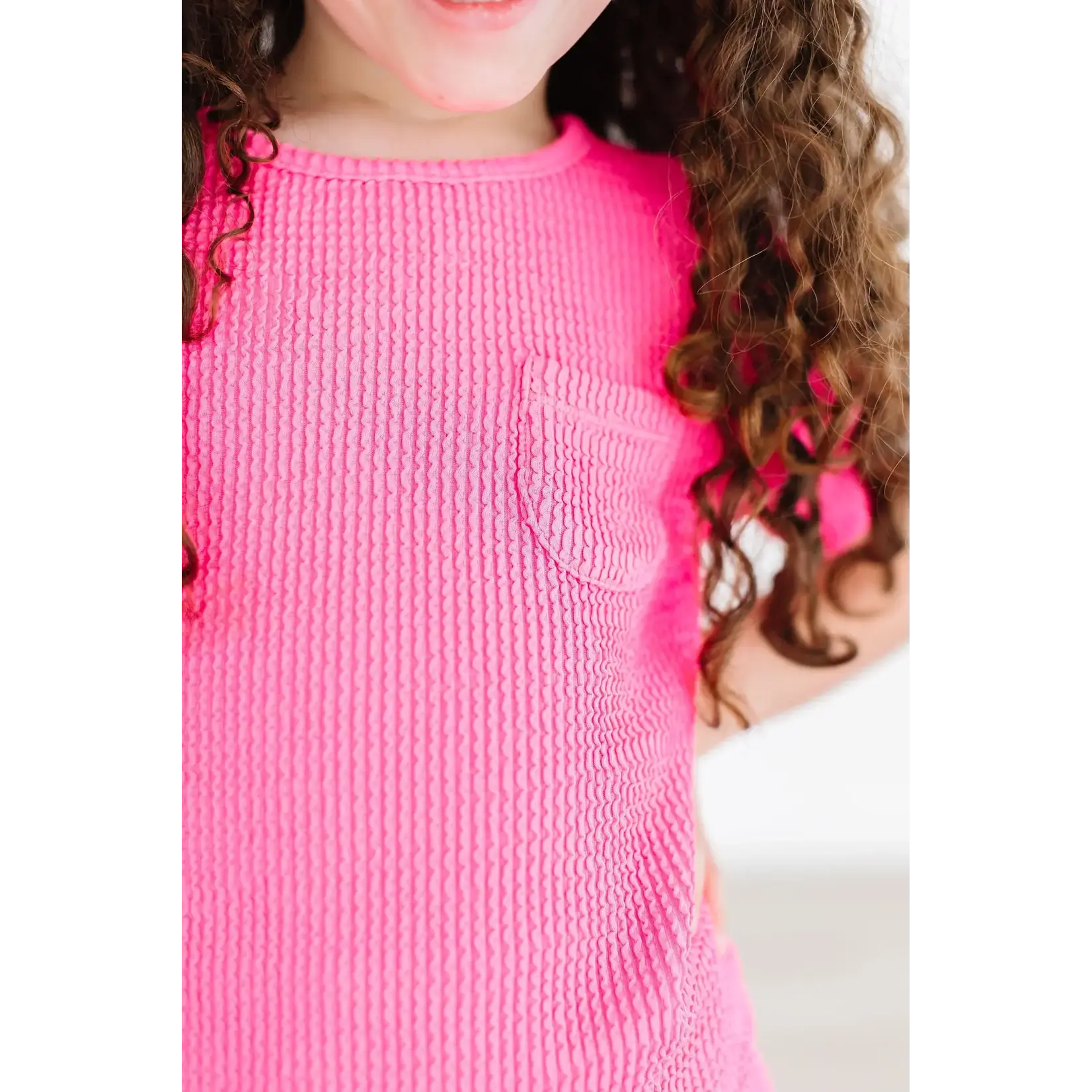 Mila & Rose Mila & Rose Neon Pink Pocket Tee And Scrunchy Bells Pant Set