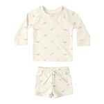 Quincy Mae Quincy Mae Natural Dino Finn Rashguard And Short Set