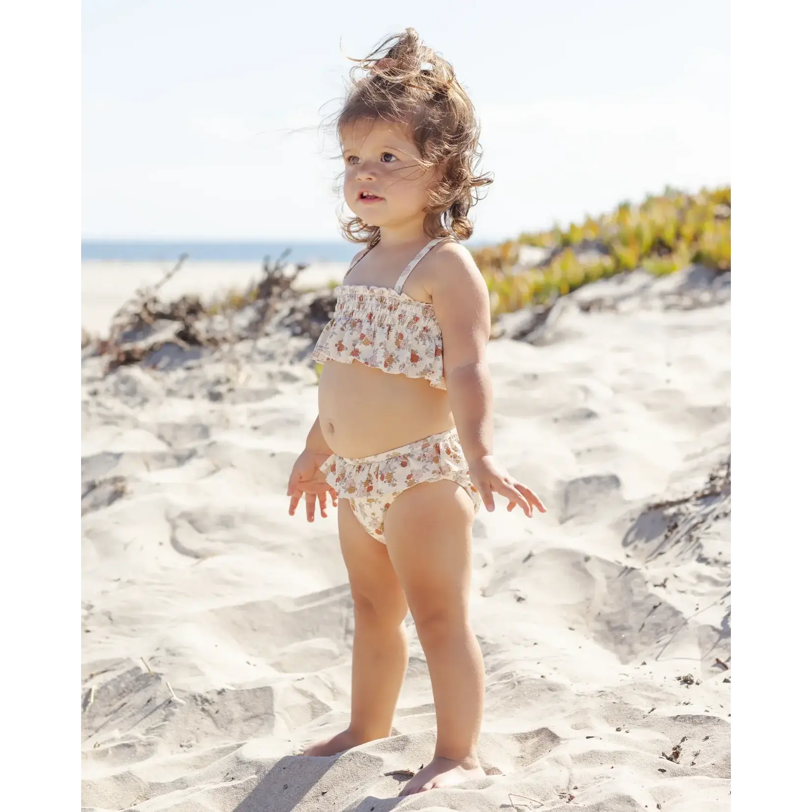 Quincy Mae Quincy Mae Natural Bloom Smocked Ruffle Bikini