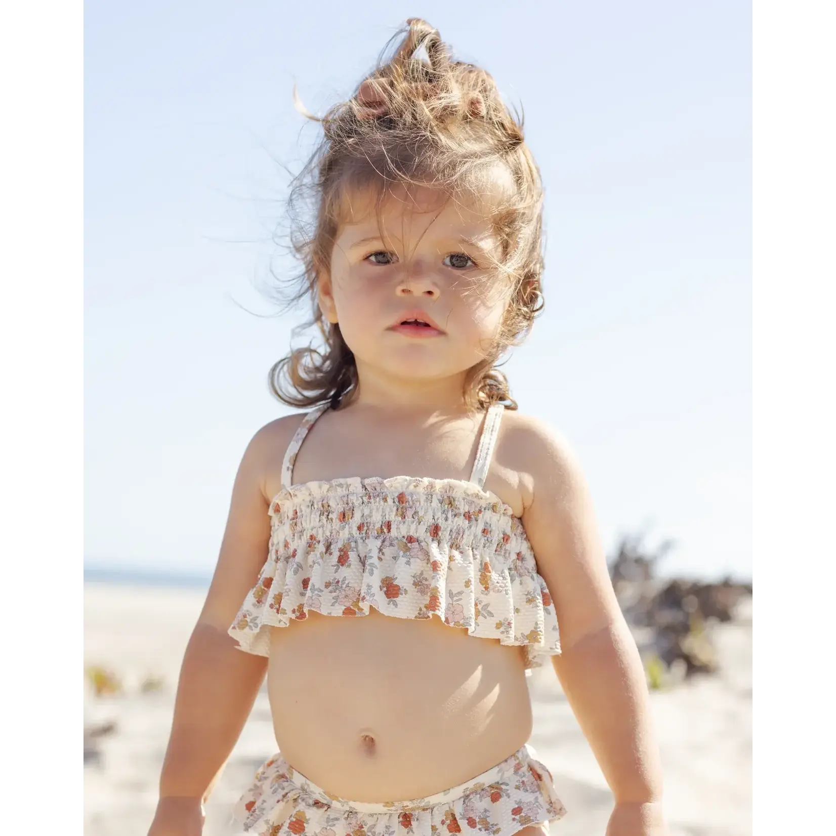 Quincy Mae Quincy Mae Natural Bloom Smocked Ruffle Bikini