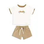 Quincy Mae Quincy Mae Ivory/Honey Race Car Ringer Tee And Play Short Set
