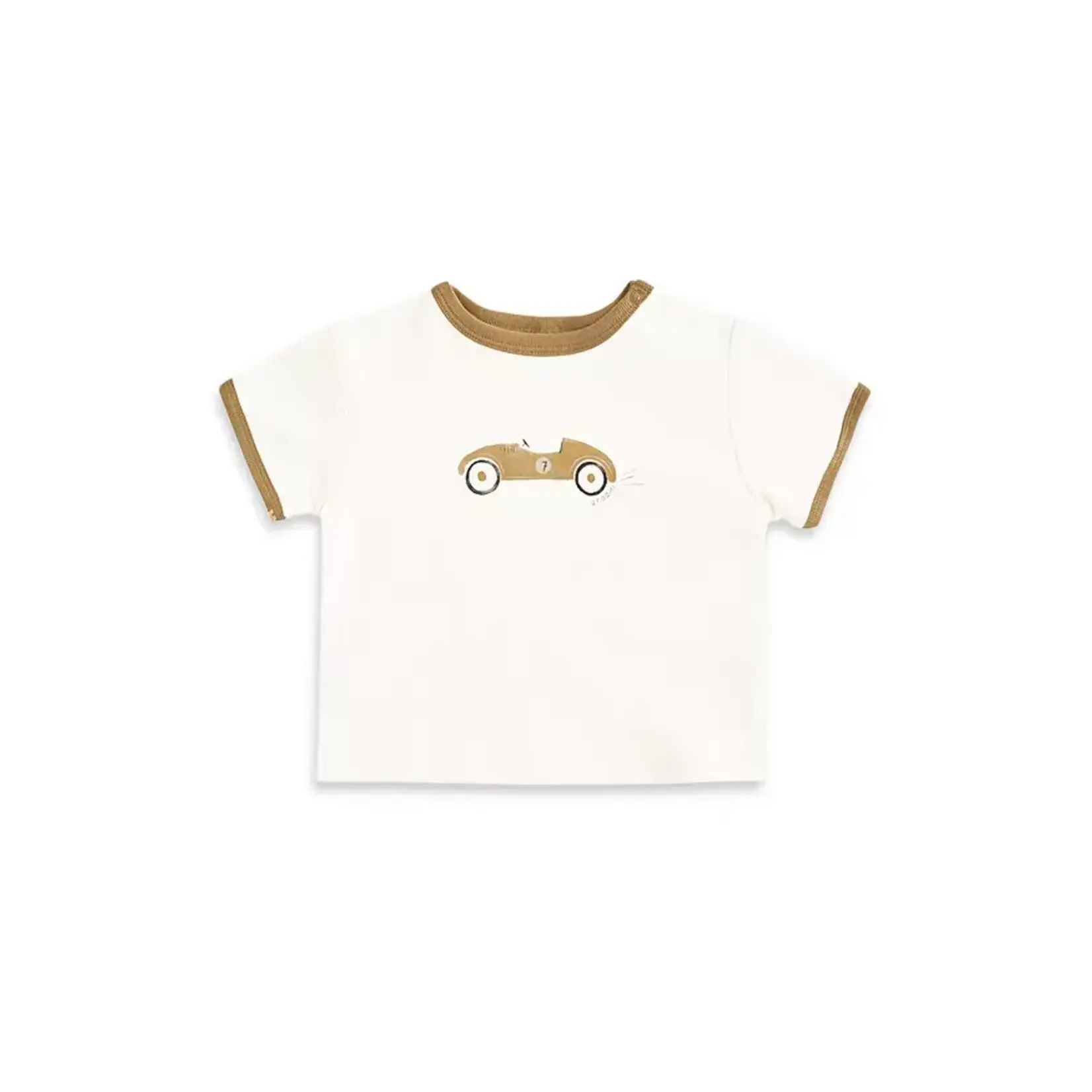 Quincy Mae Quincy Mae Ivory/Honey Race Car Ringer Tee And Play Short Set