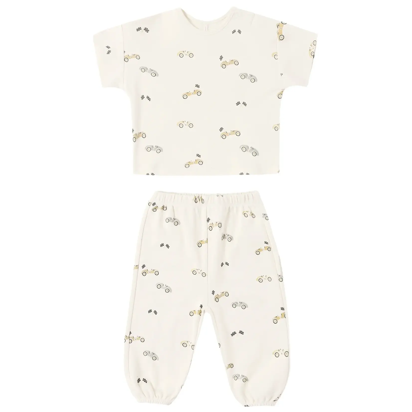 Quincy Mae Quincy Mae Natural Race Car Jersey Tee And Pant Set