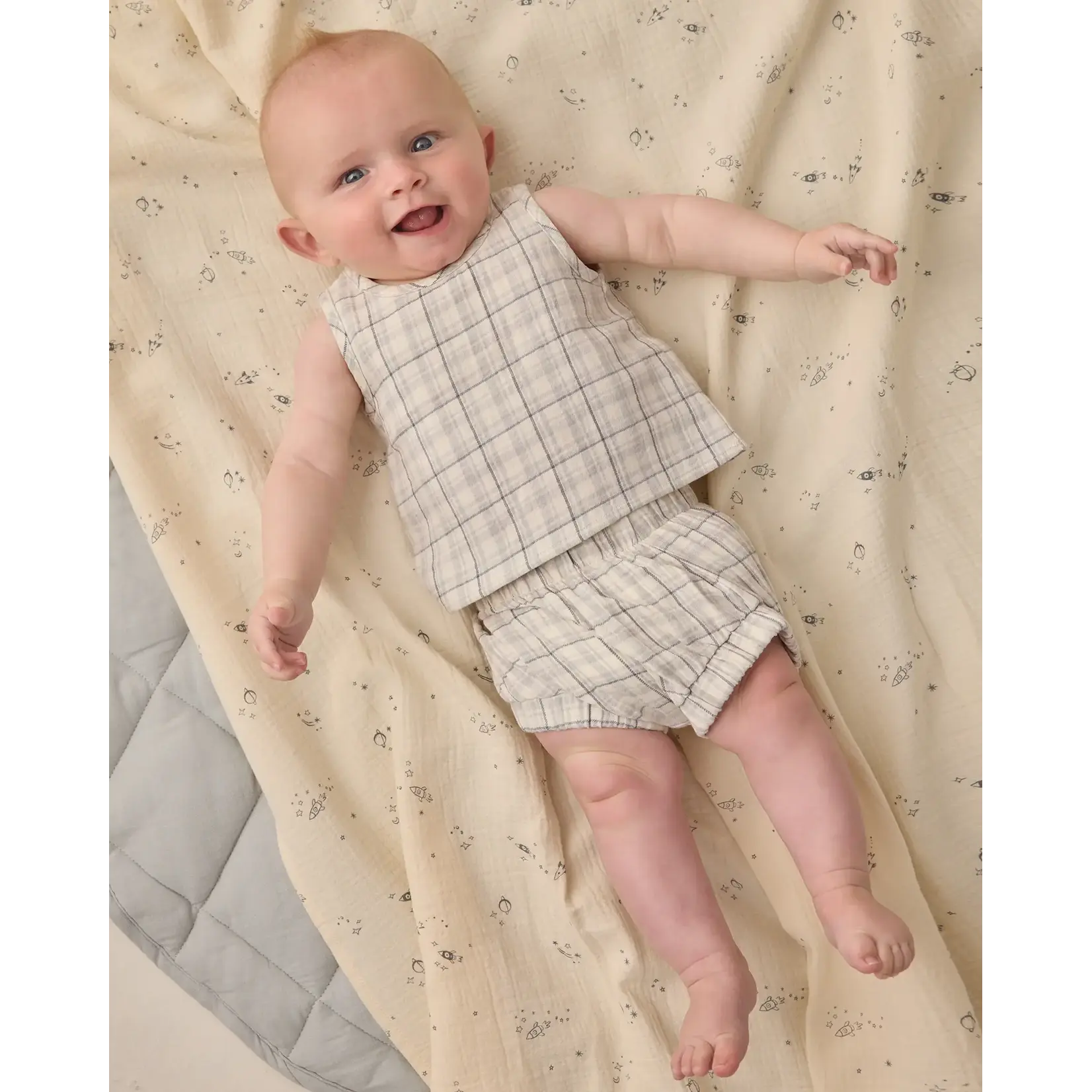 Quincy Mae Quincy Mae Blue Plaid Woven Tank Set