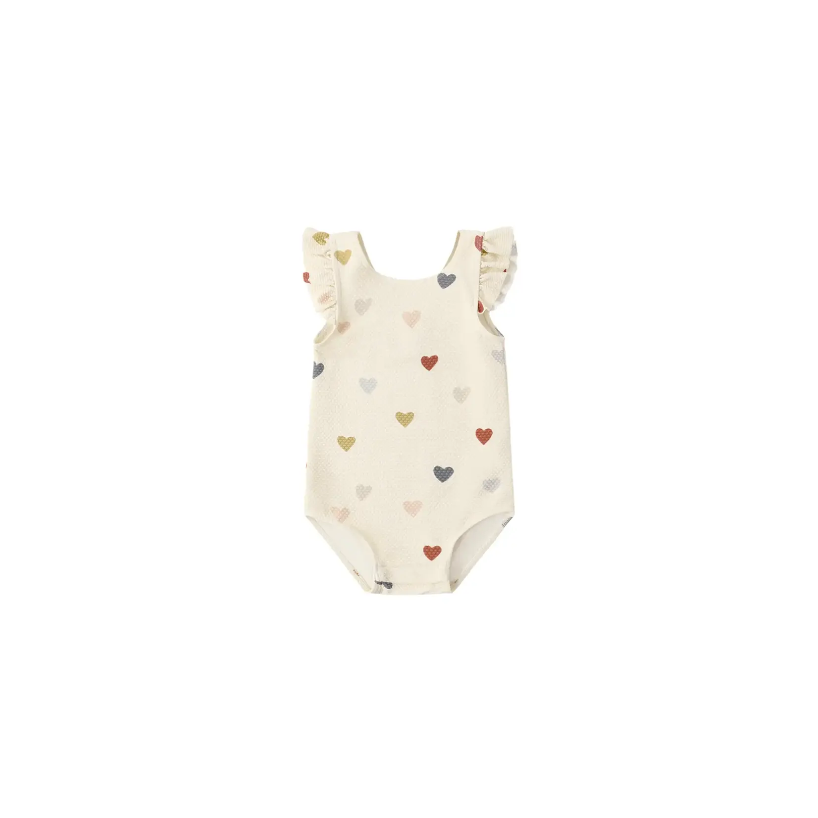 Quincy Mae Quincy Mae Natural Confetti Hearts Scoop Back One Piece Swimsuit