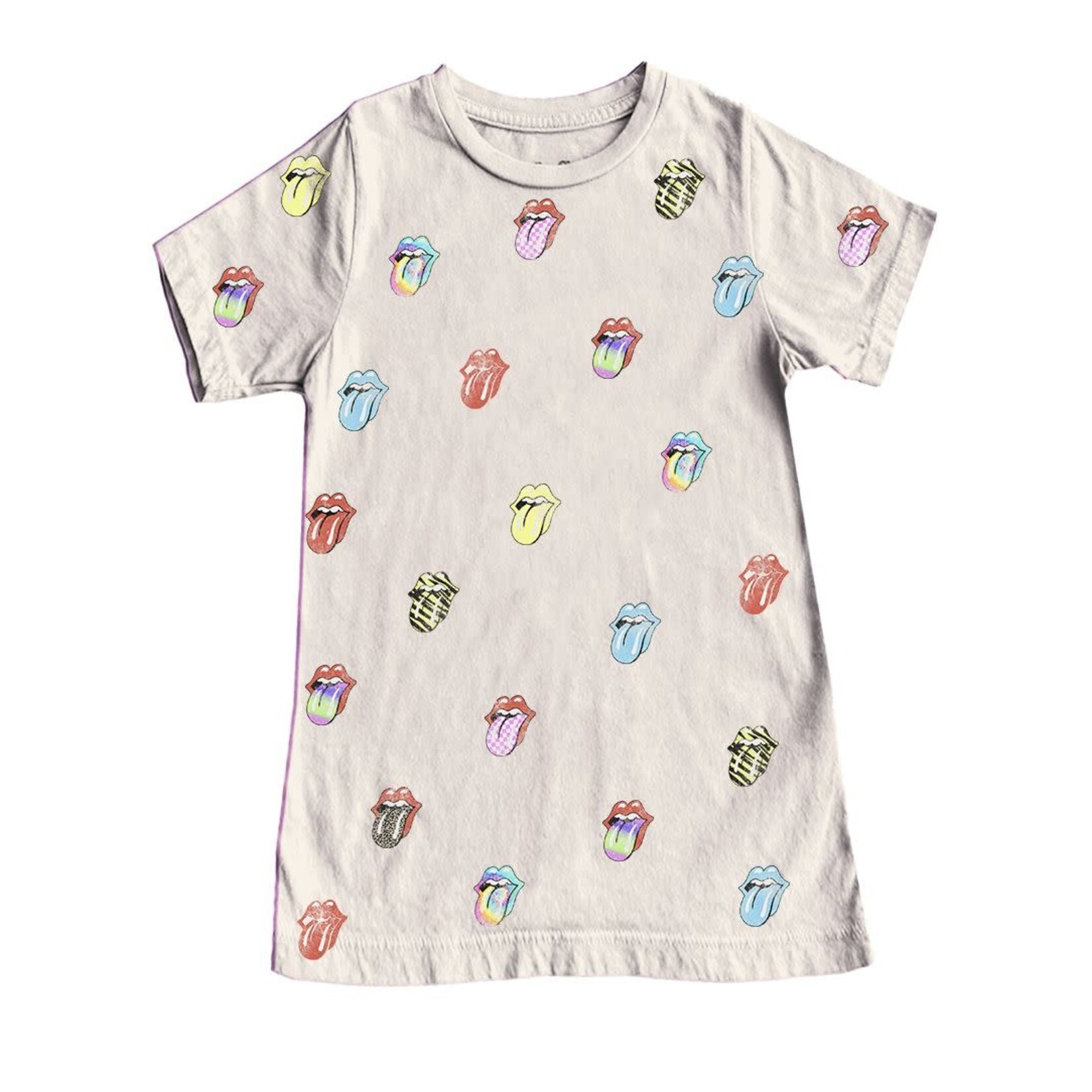 Rowdy Sprout Rowdy Sprout Vintage White Rolling Stones Printed Shirt Dress