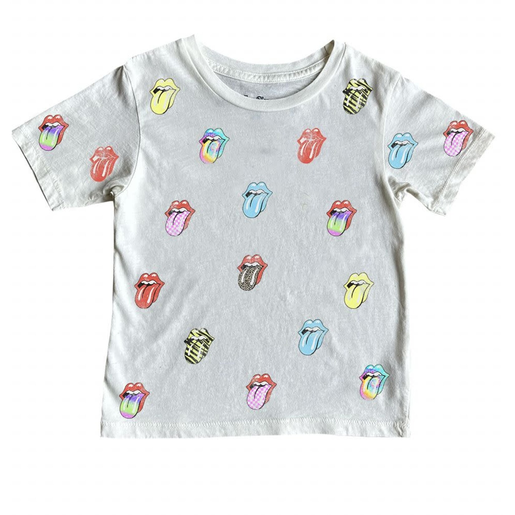 Rowdy Sprout Rowdy Sprout Vintage White Rolling Stones Printed T-Shirt