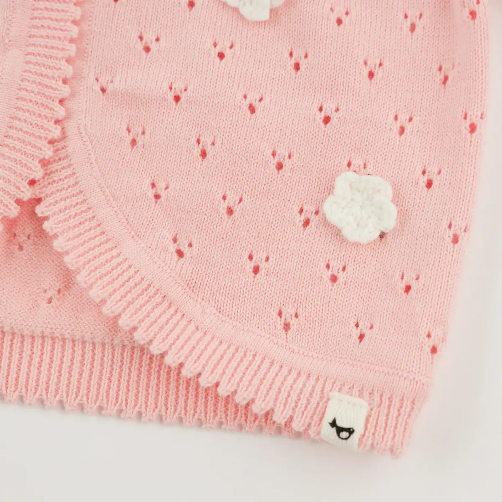 Oh Baby! Oh Baby Pink Scattered Flowers Bird Stitch Juliet Cardigan