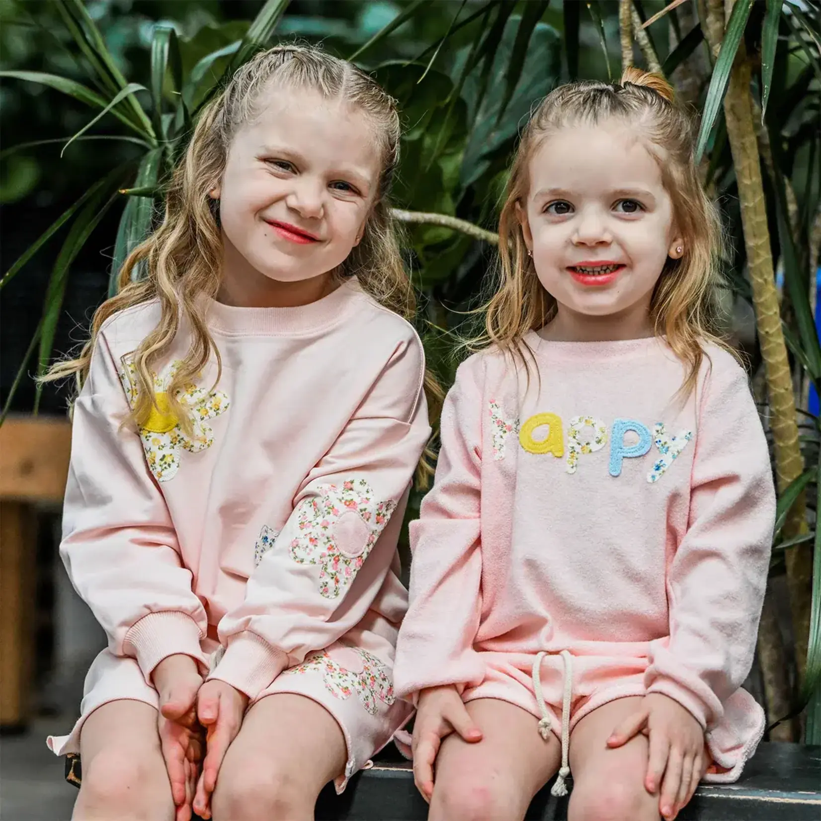 Oh Baby! Oh Baby Pale Pink Flowers & Butterfly Applique Charlie Sweatshirt