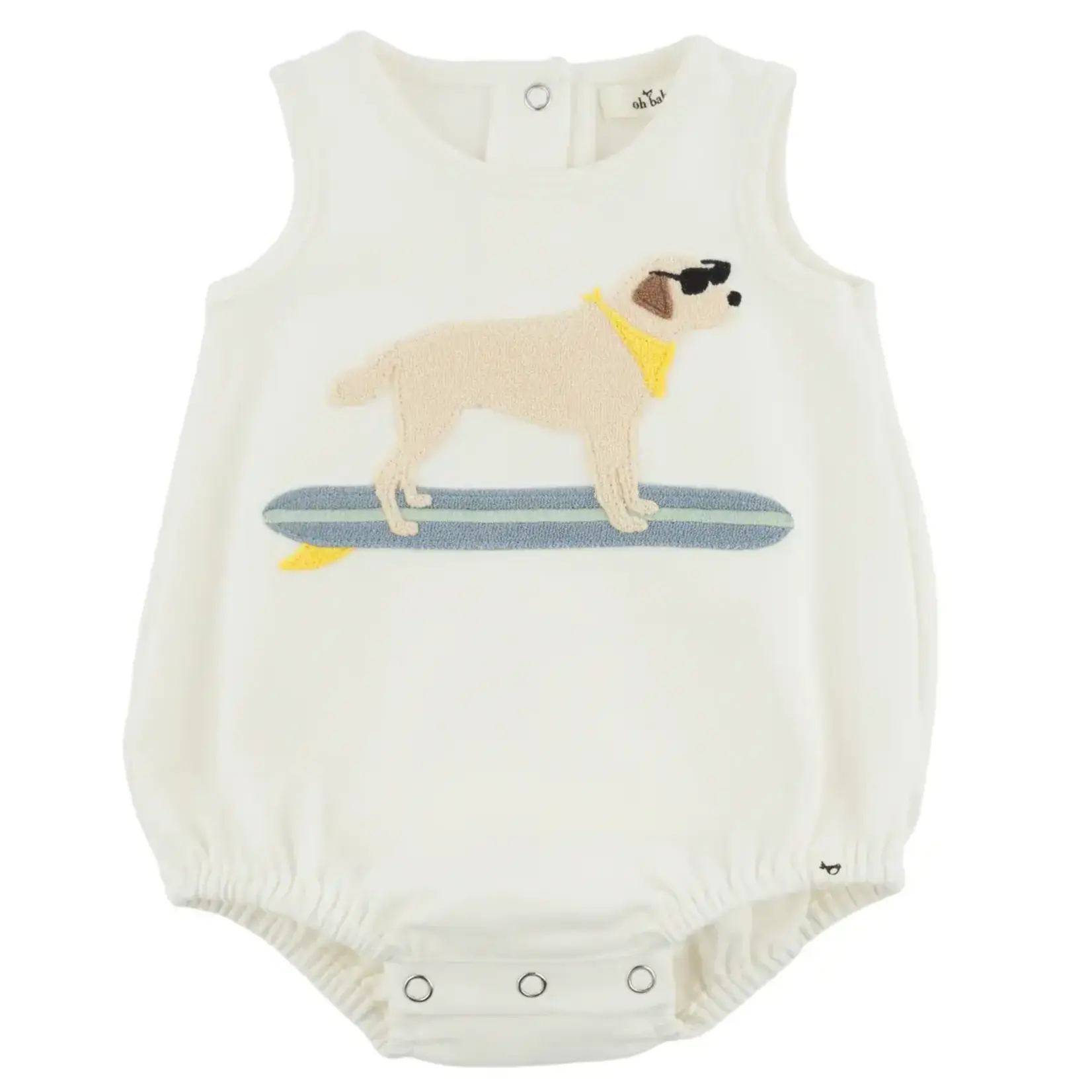Oh Baby! Oh Baby Oyster Surfing Dog Terry Applique Bubble