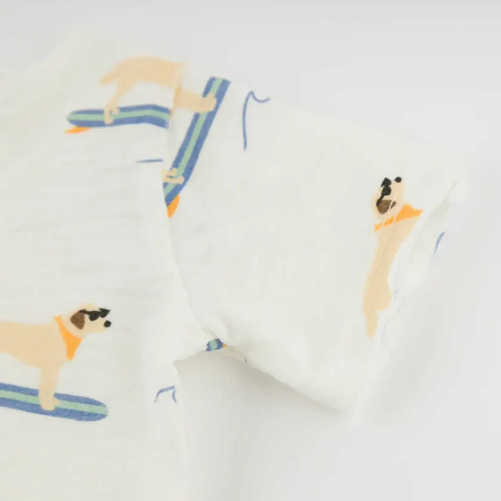 Oh Baby! Oh Baby Oyster Surfing Dog AOP Raw Edge Tee & Short Set