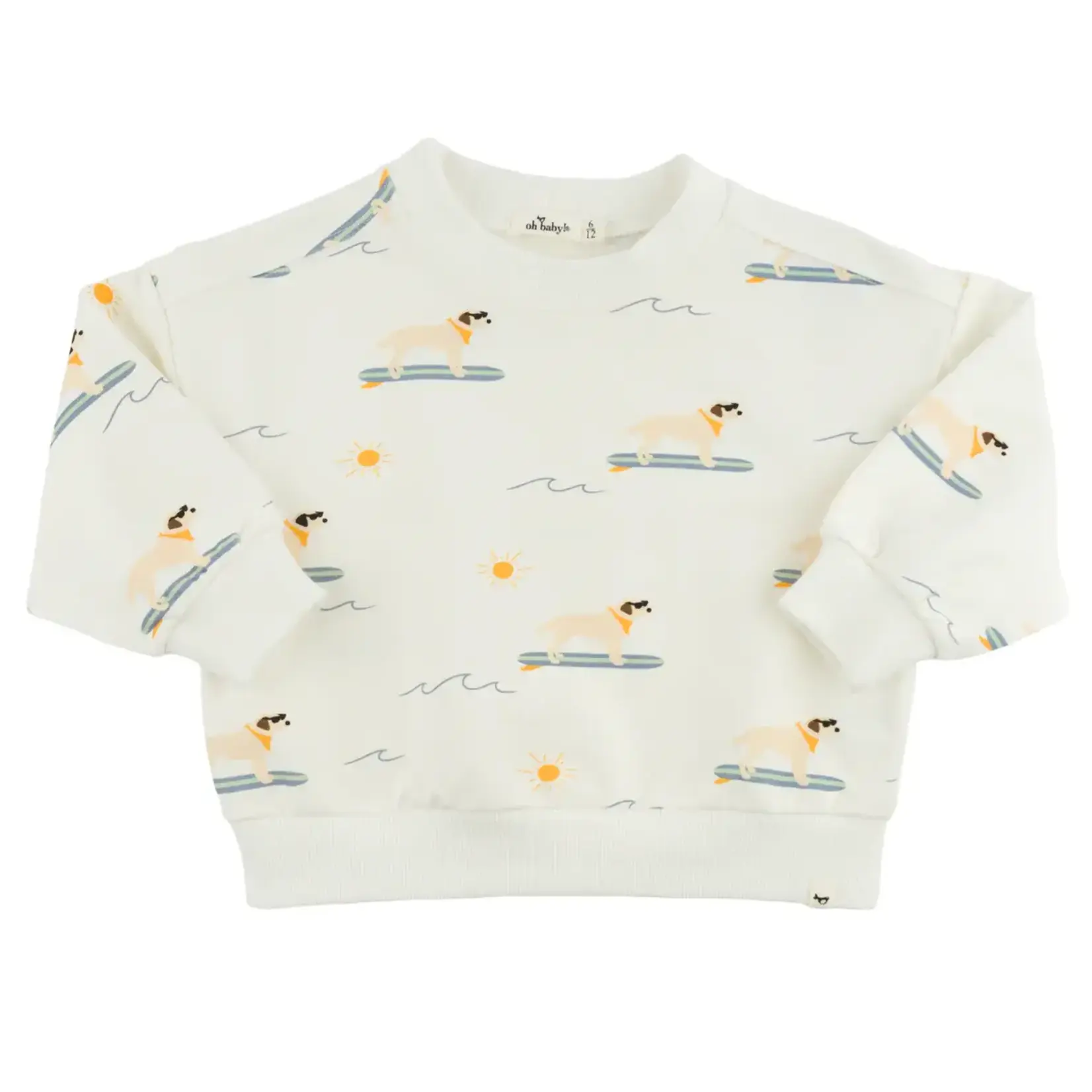 Oh Baby! Oh Baby Oyster Surfing Dog AOP Charlie Sweatshirt