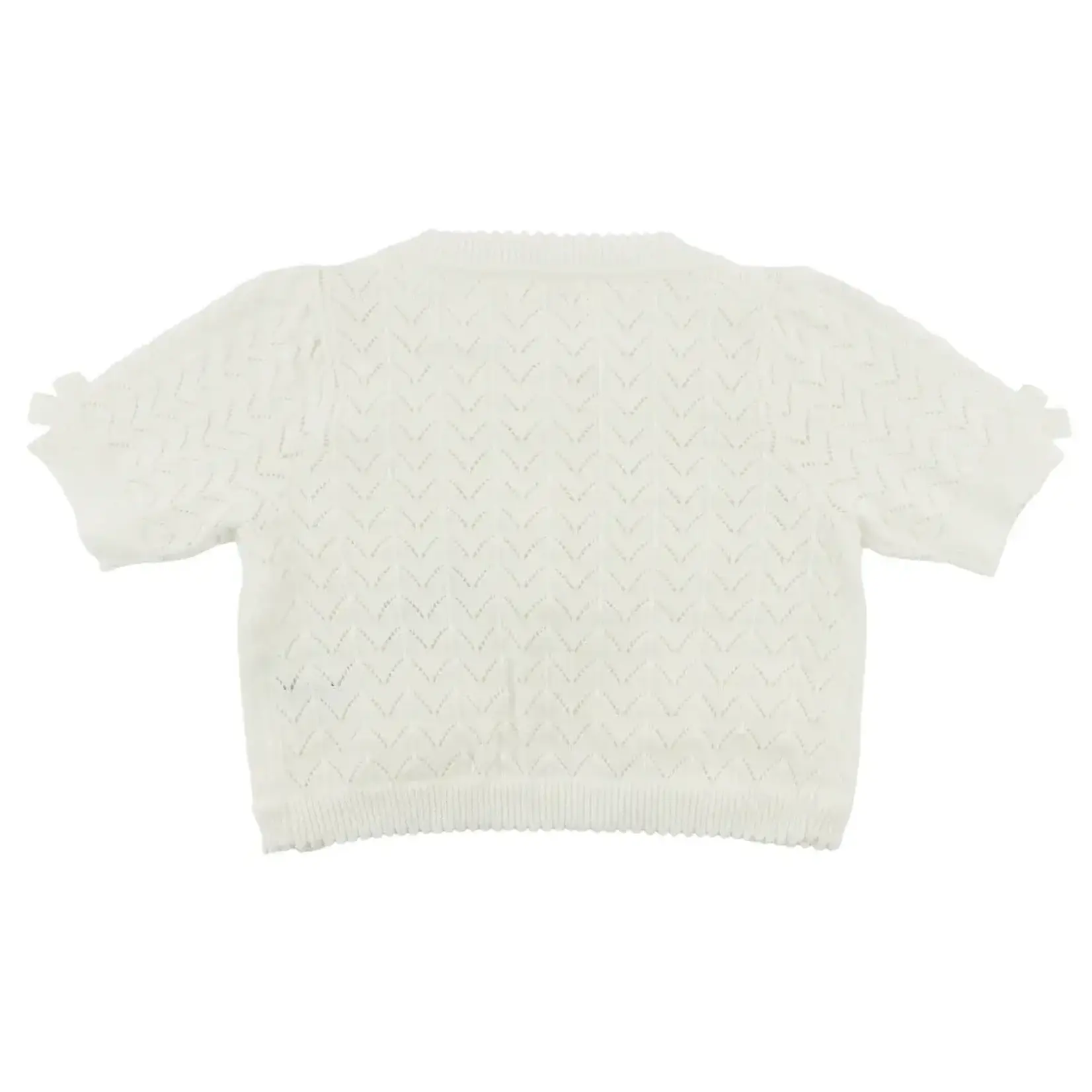 Oh Baby! Oh Baby Oyster Scattered Bows Wave Stitch Juliet Cardigan