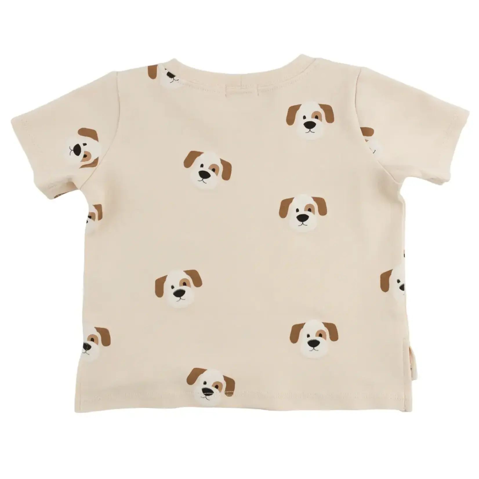 Oh Baby! Oh Baby Natural Puppies Print Raw Edge SL Tee