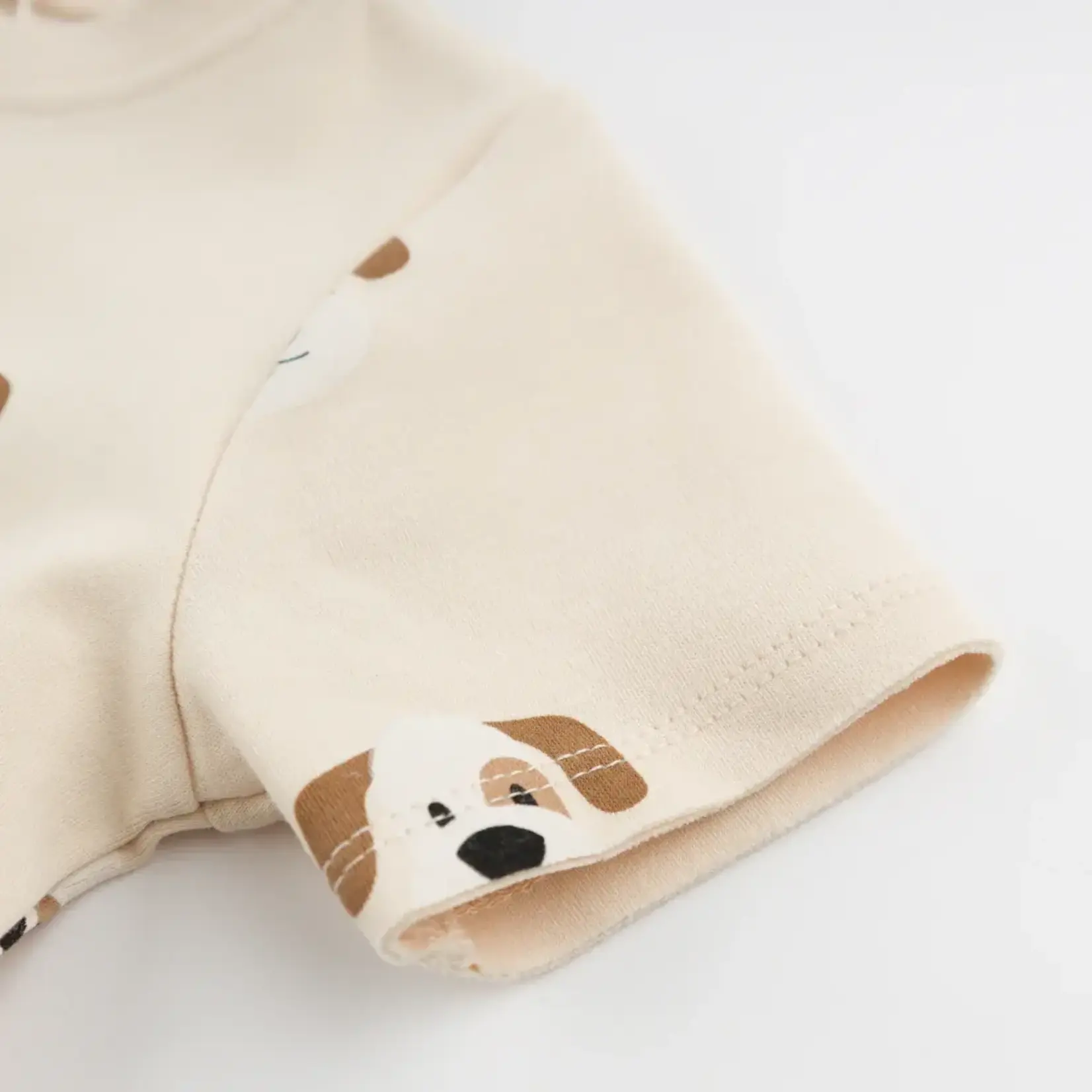 Oh Baby! Oh Baby Natural Puppies Print Raw Edge SL Tee