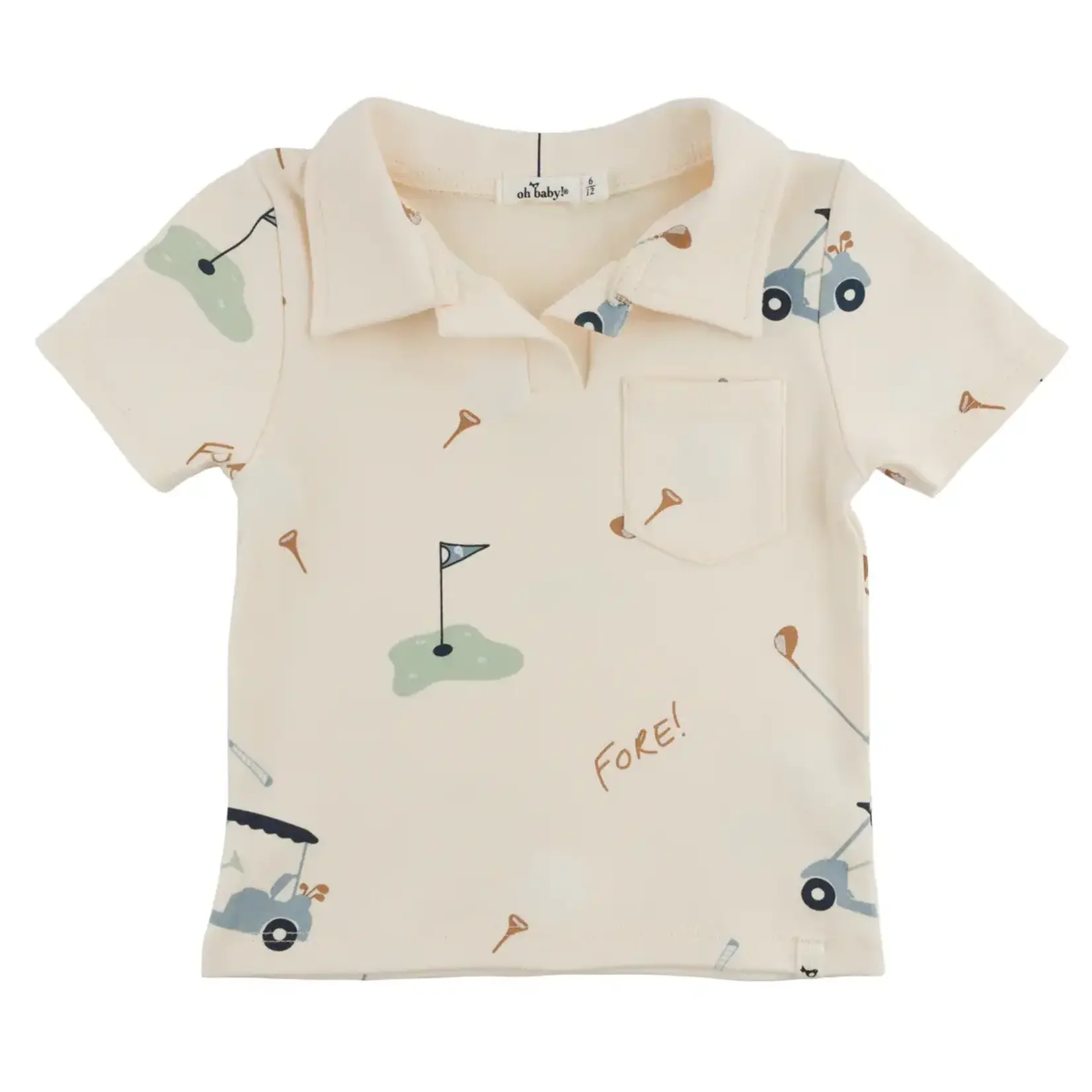 Oh Baby! Oh Baby Natural Golf AOP Spencer Polo