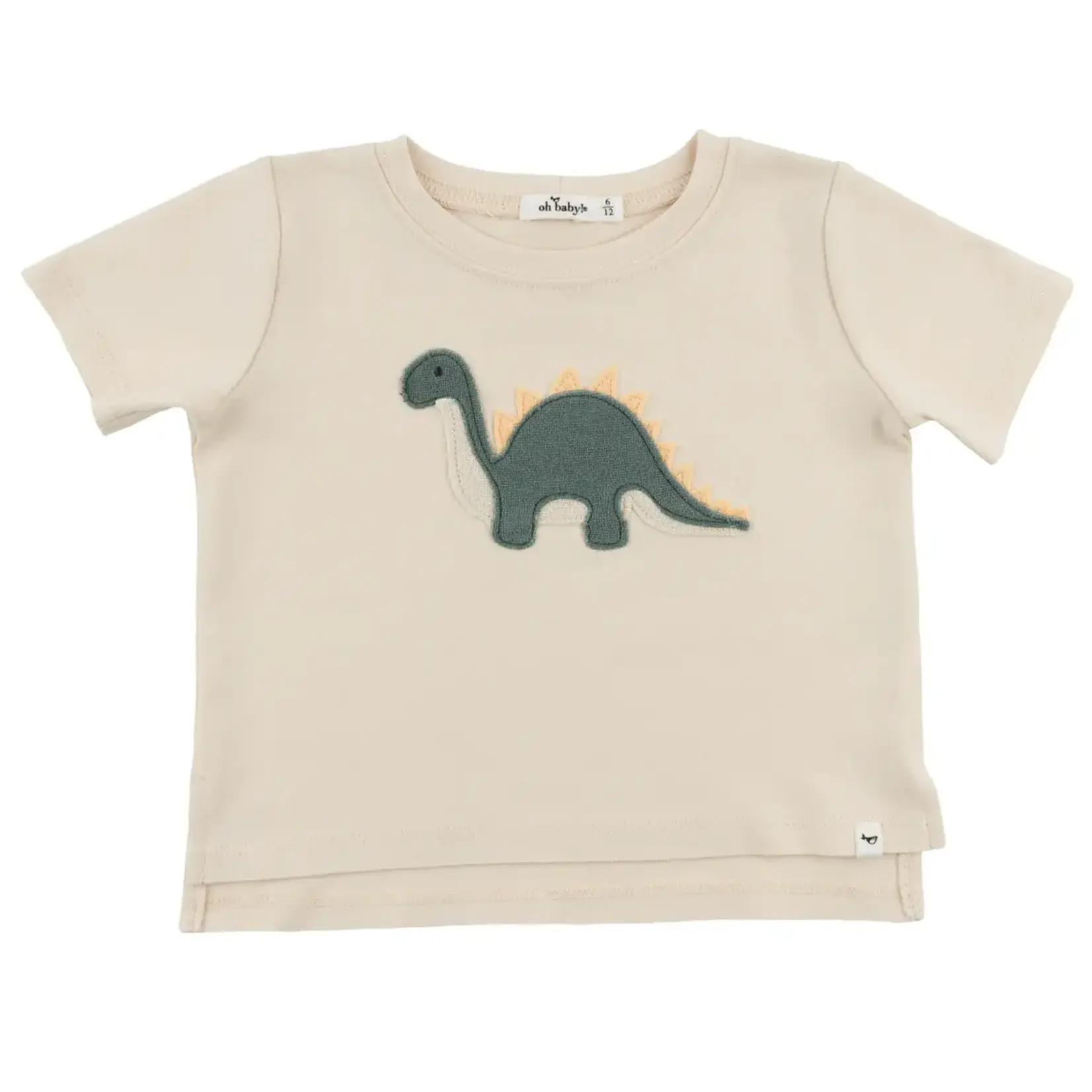 Oh Baby! Oh Baby Natural Dino Forest Green Raw Edge S/S T-Shirt