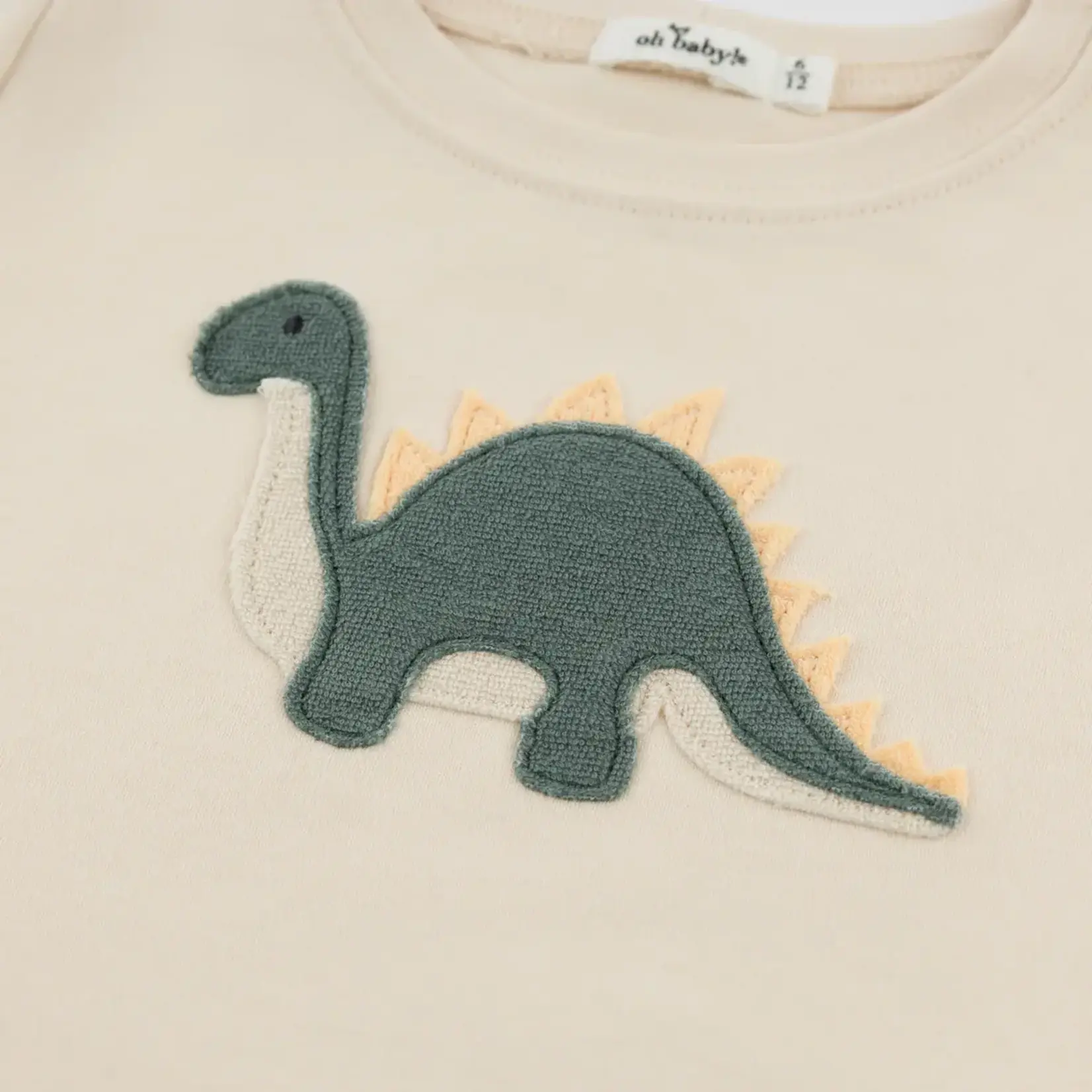 Oh Baby! Oh Baby Natural Dino Forest Green Raw Edge S/S T-Shirt