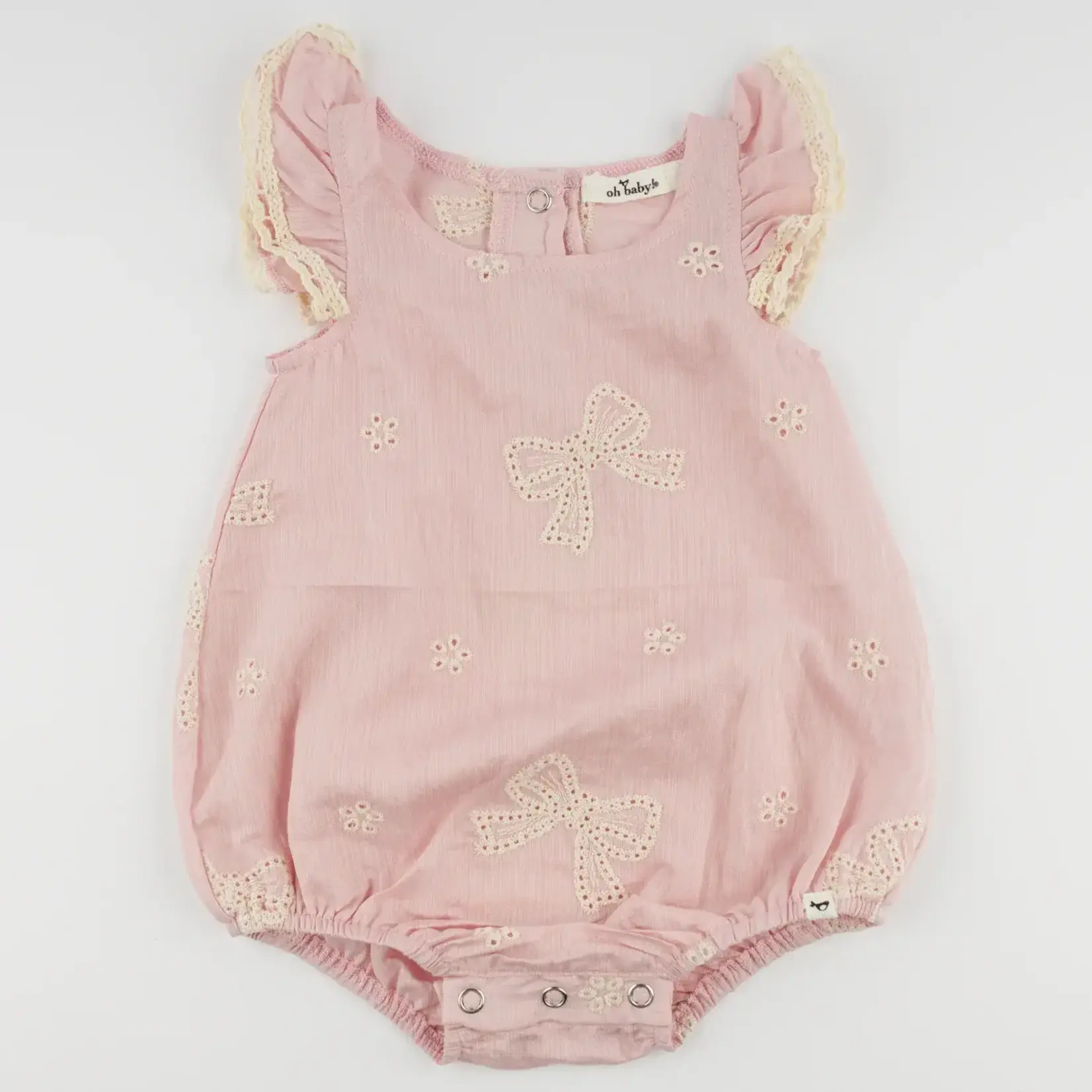Oh Baby! Oh Baby Dusty Pink Embroidery Bows Flutter Bubble