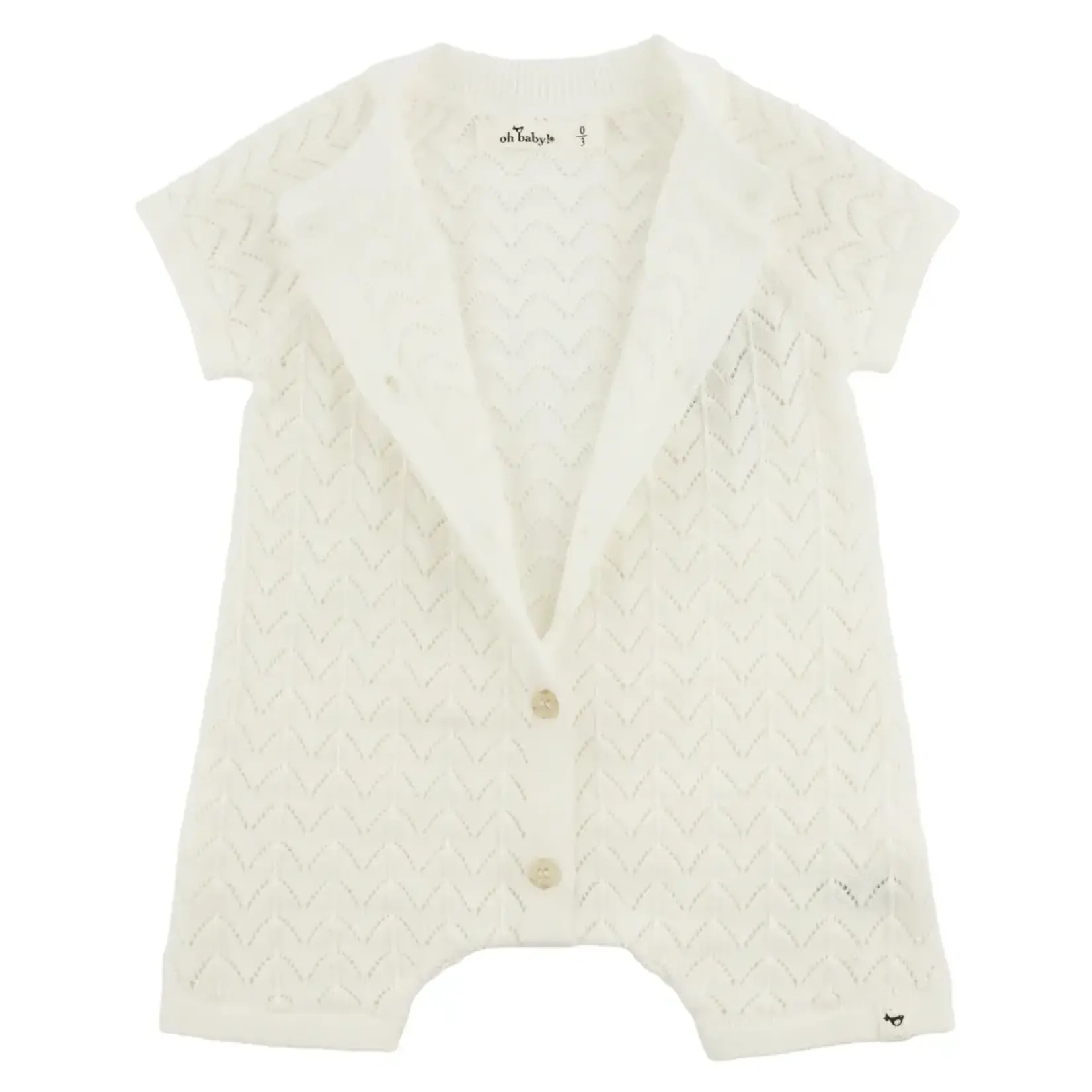 Oh Baby! Oh Baby Cream Wave Stitch Country Club Romper