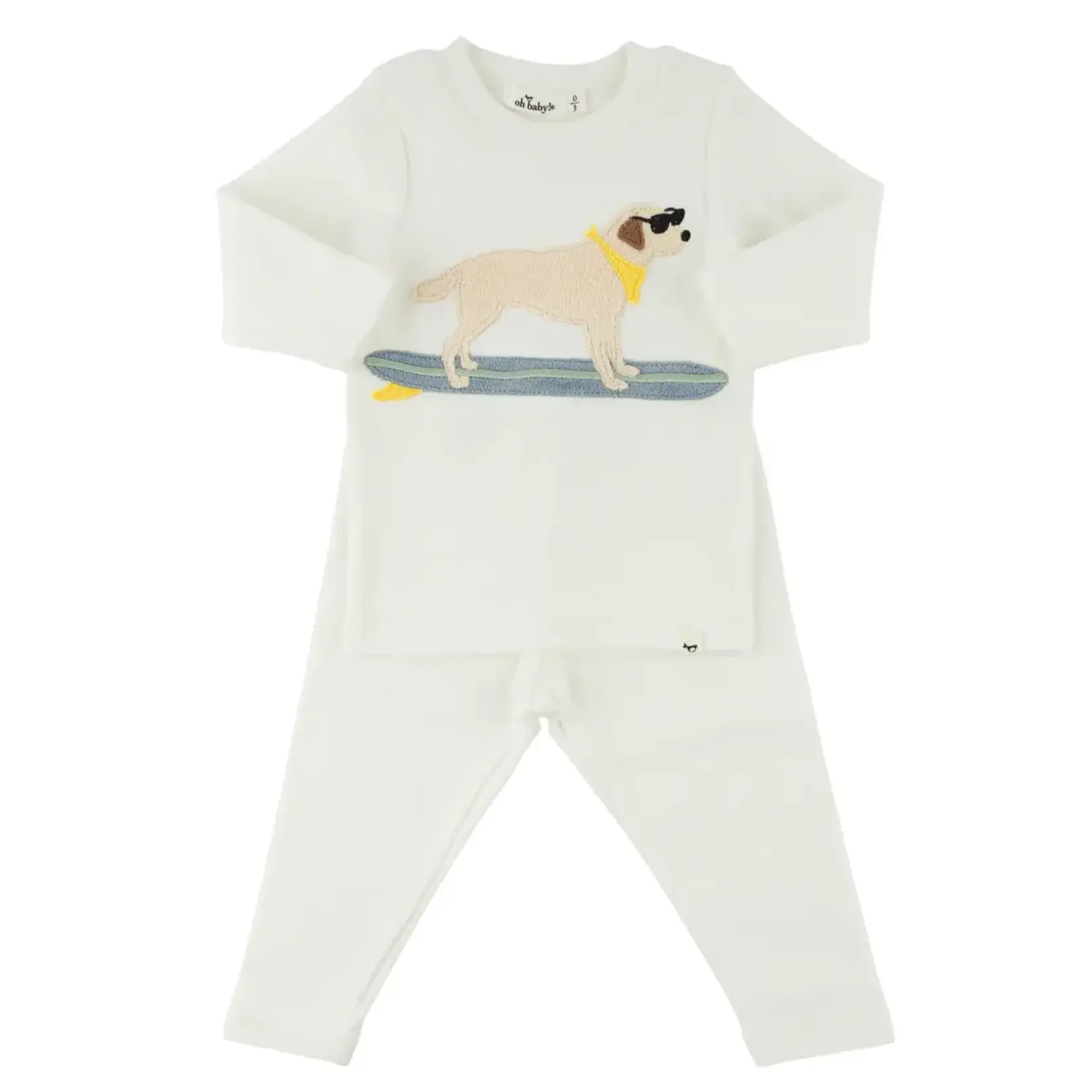 Oh Baby! Oh Baby Cream Surfing Dog Terry Applique 2 Pc Set