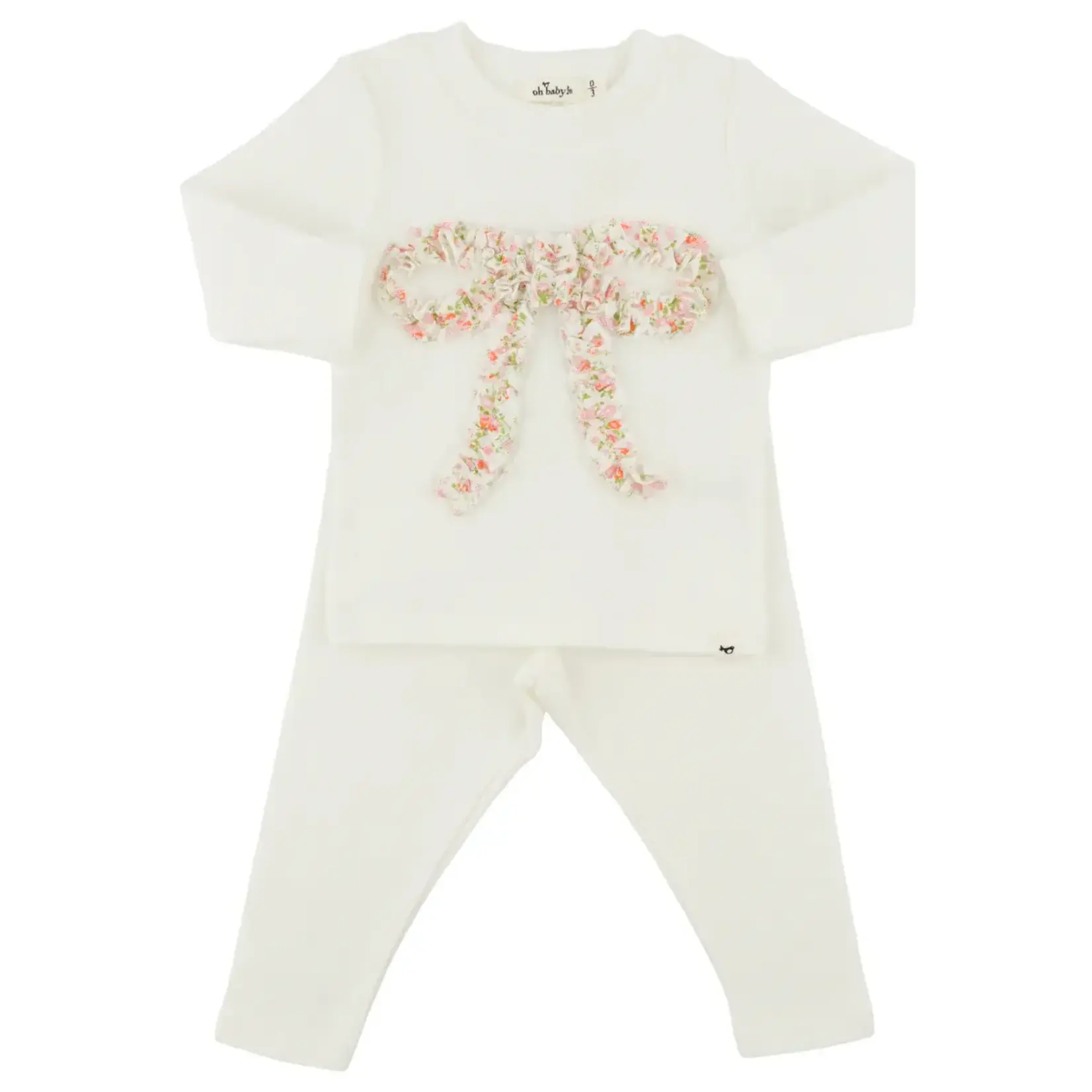 Oh Baby! Oh Baby Cream Poppy Sprig Ruffle Bow 2pc Set
