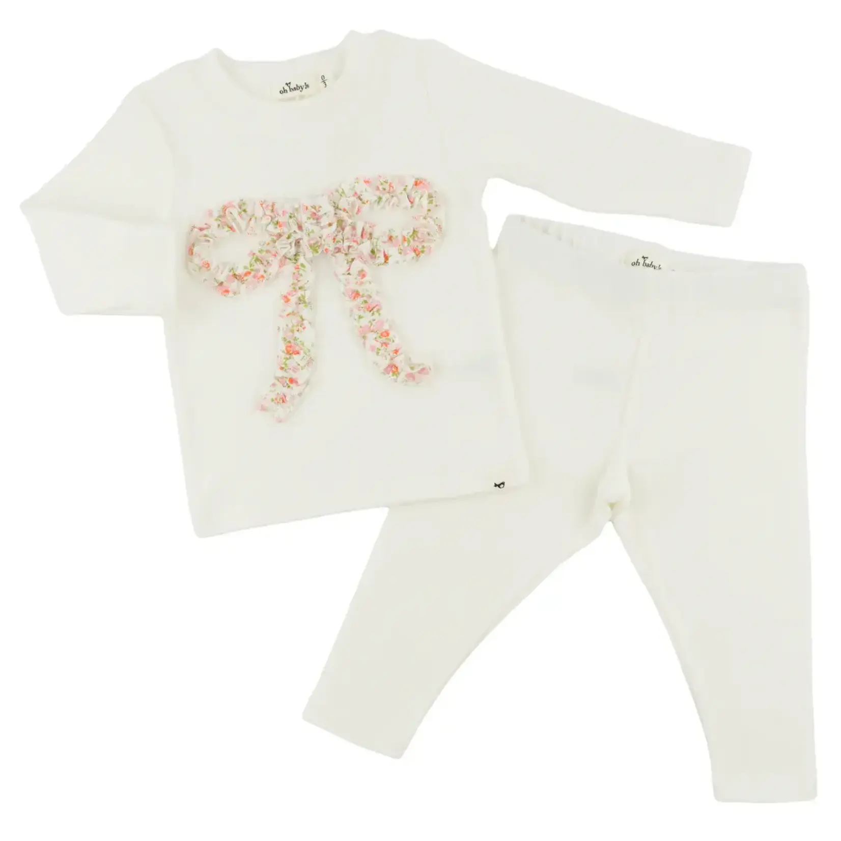 Oh Baby! Oh Baby Cream Poppy Sprig Ruffle Bow 2pc Set