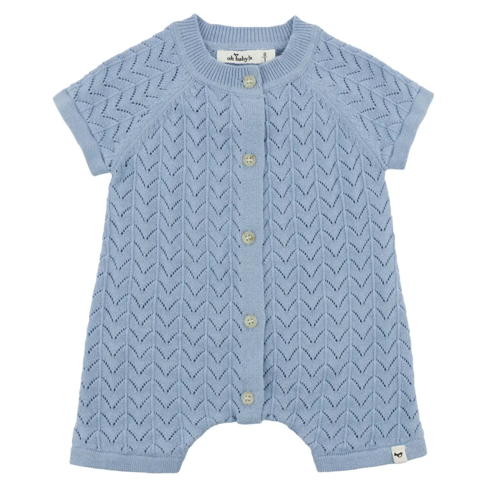 Oh Baby! Oh Baby Chambray Wave Stitch Country Club Romper