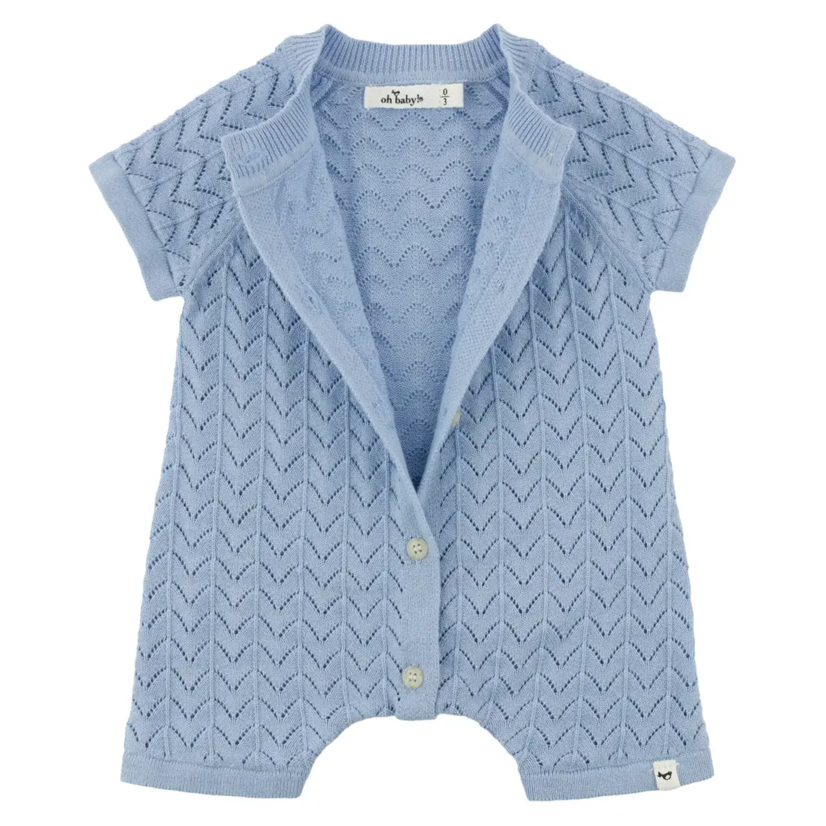 Oh Baby! Oh Baby Chambray Wave Stitch Country Club Romper
