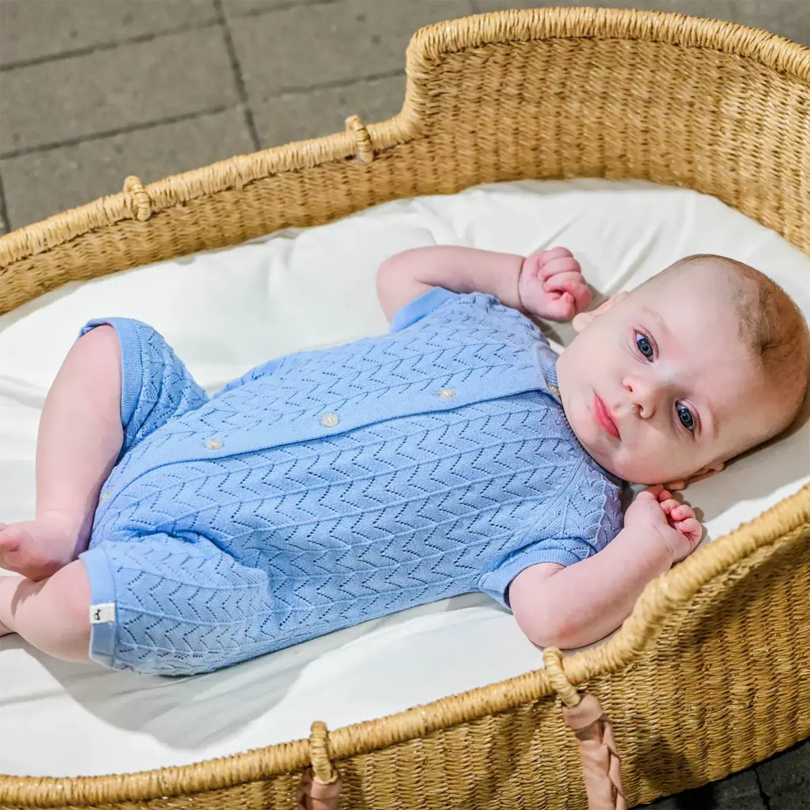 Oh Baby! Oh Baby Chambray Wave Stitch Country Club Romper