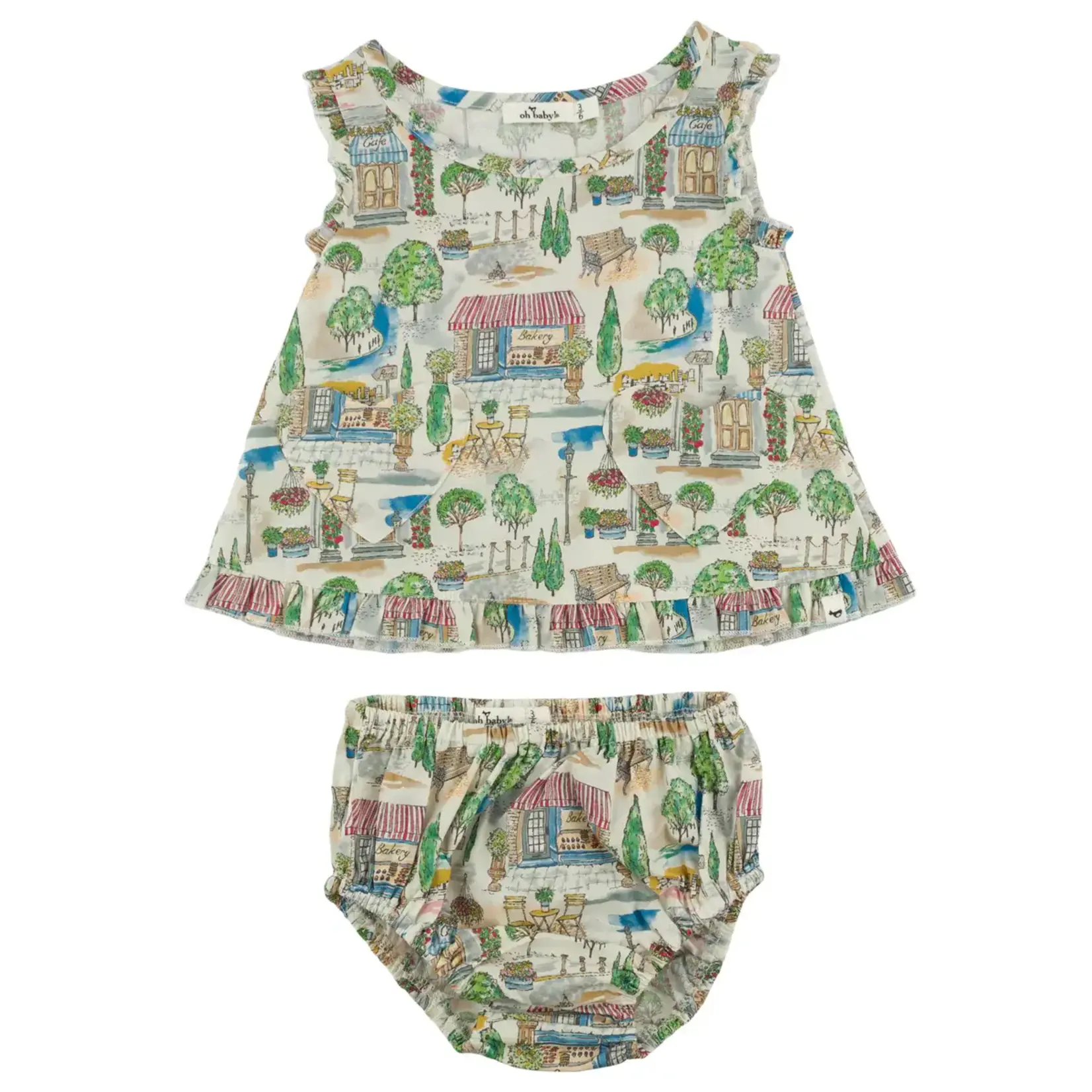 Oh Baby! Oh Baby Blue Bloomtown Gracie Split Tank & Tushie Set