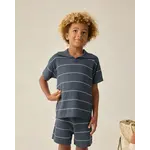 Rylee + Cru Rylee + Cru Navy Stripe Chandler Knit Polo And Short Set