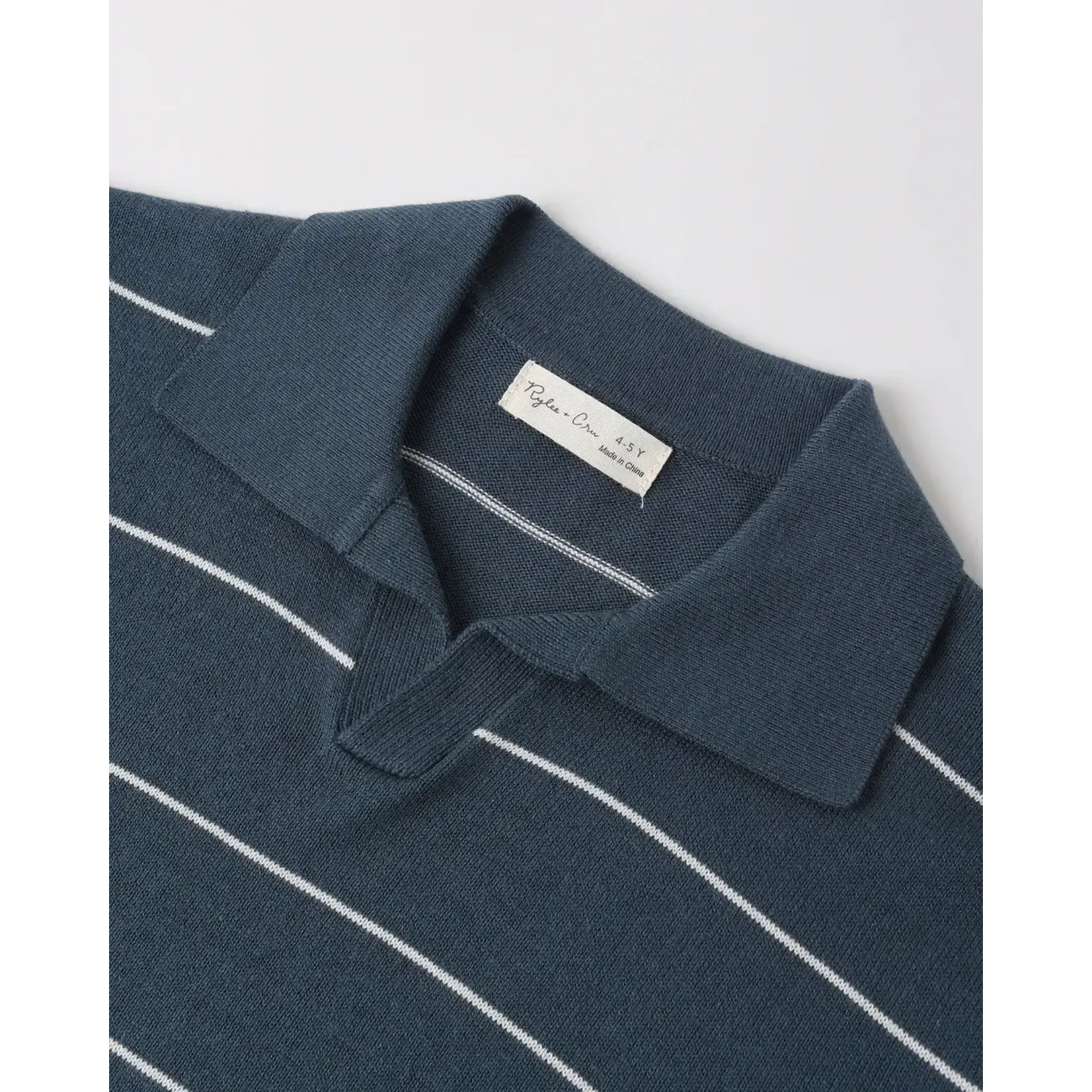 Rylee + Cru Rylee + Cru Navy Stripe Chandler Knit Polo And Short Set