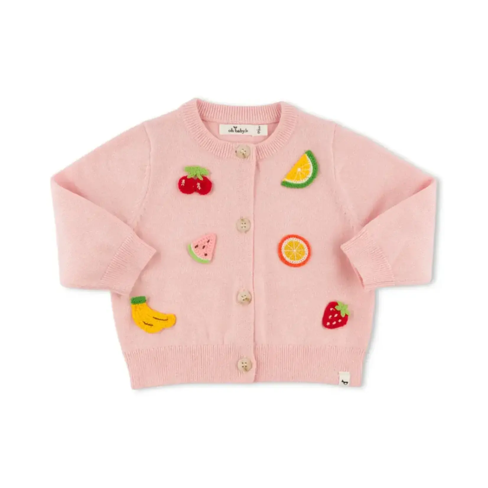 Oh Baby! Oh Baby Pale Pink Mixed Crochet Fruit Cardigan
