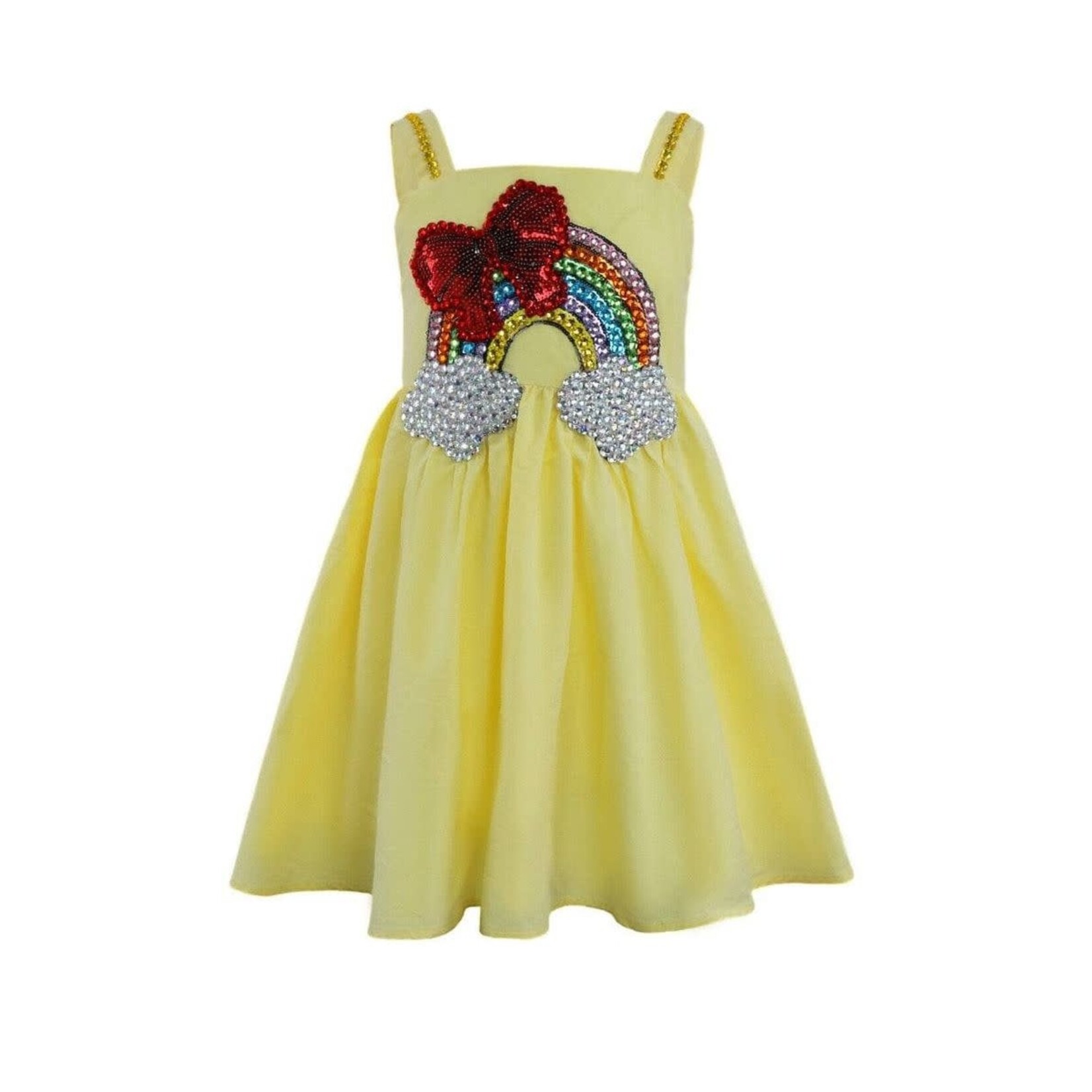 Lola & The Boys Lola & The Boys Yellow Sunny Rainbow Bow Gem Dress