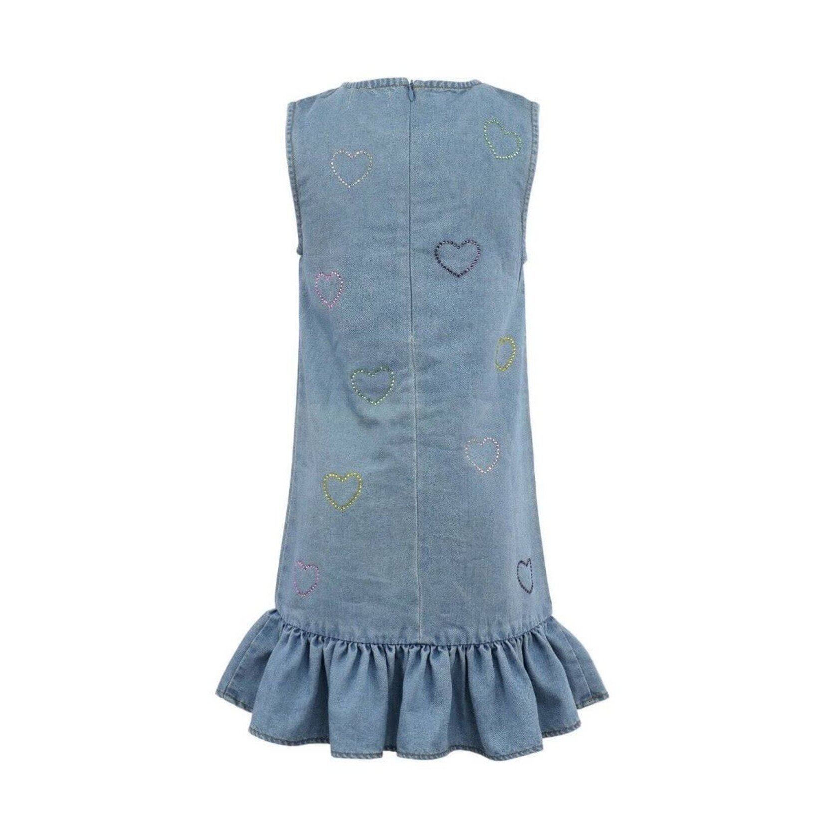 Lola & The Boys Lola & The Boys Crystal Rainbow Heart Denim Dress