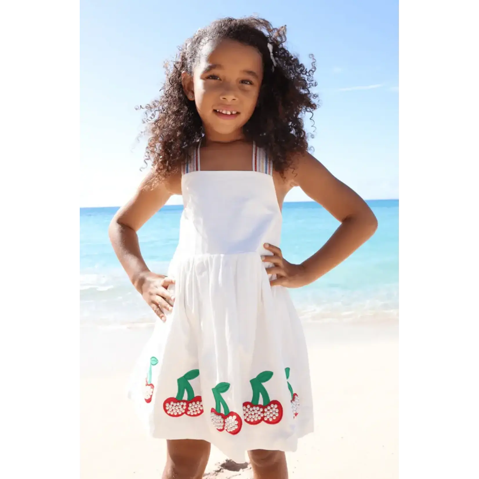 Lola & The Boys Lola & The Boys White Sweet Cherry Summer Dress