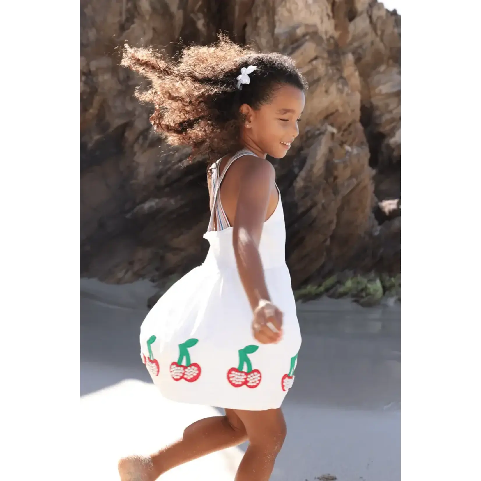 Lola & The Boys Lola & The Boys White Sweet Cherry Summer Dress