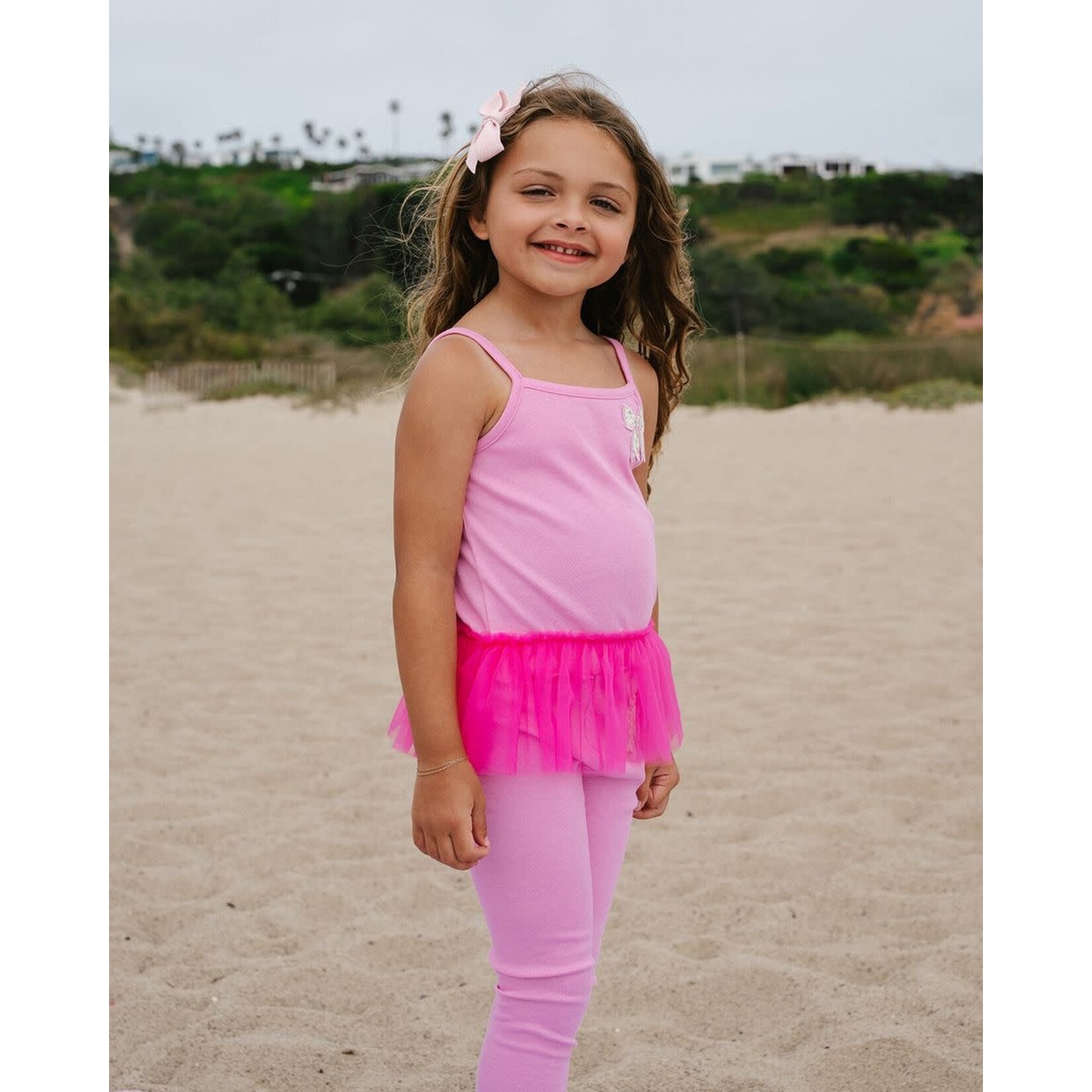 Petite Hailey Petite Hailey Pink Sophia Bow Tank And Sophia Bow Leggings Set