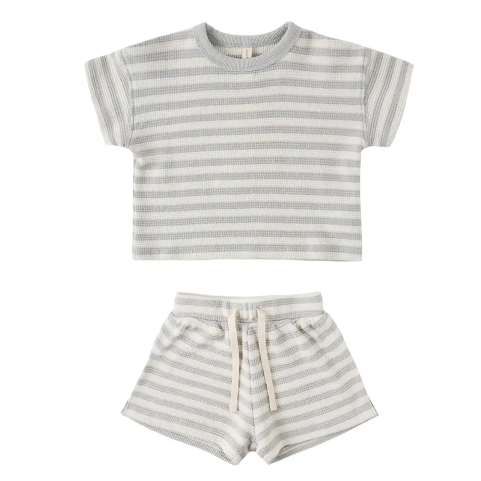 Quincy Mae Quincy Mae Sky Stripe Waffle Tee & Short Set