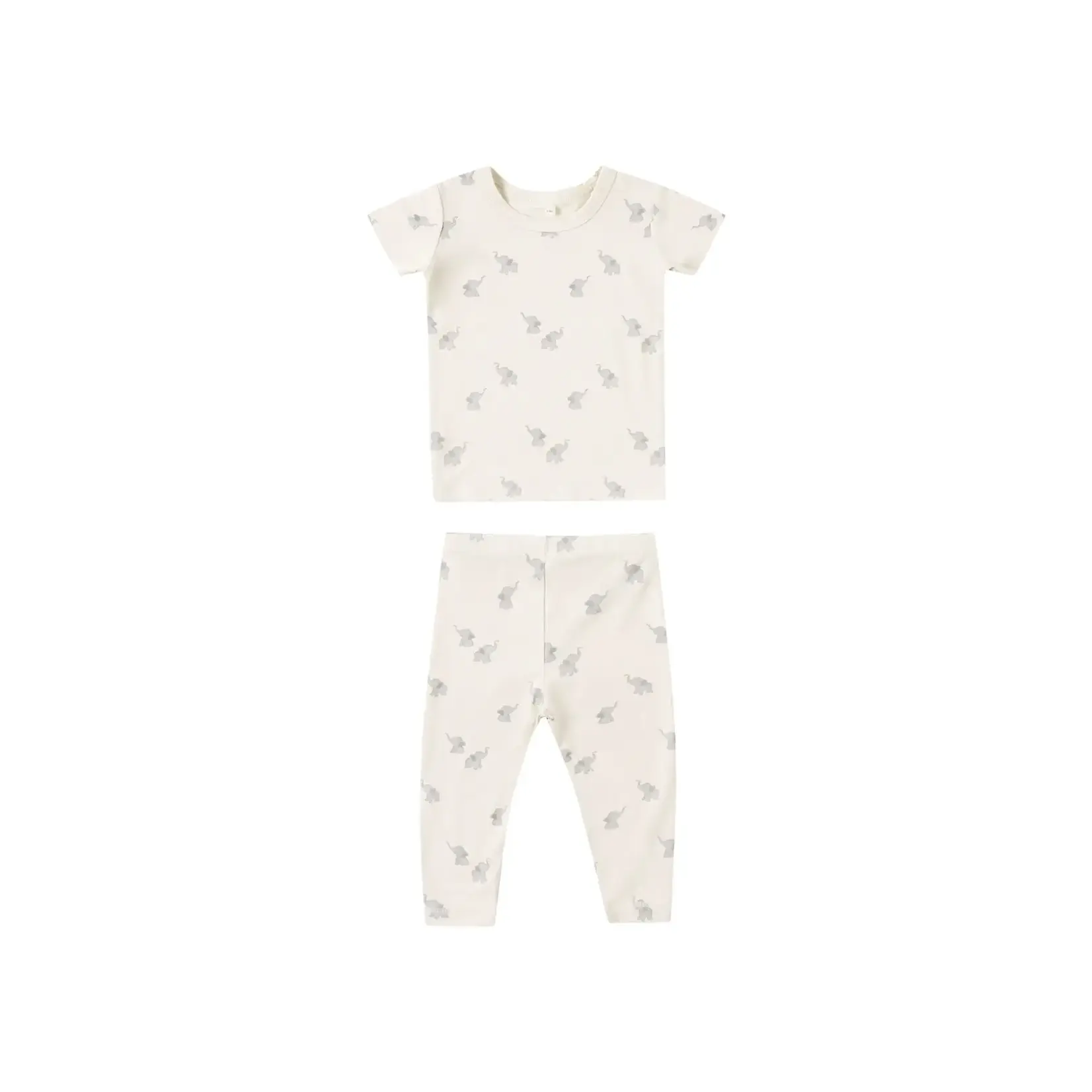 Quincy Mae Quincy Mae Natural Elephants Bamboo S/S Pj Set