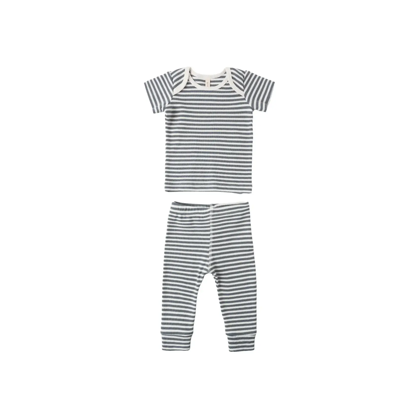 Quincy Mae Quincy Mae Ocean Stripe Ribbed S/S Tee & Legging Set