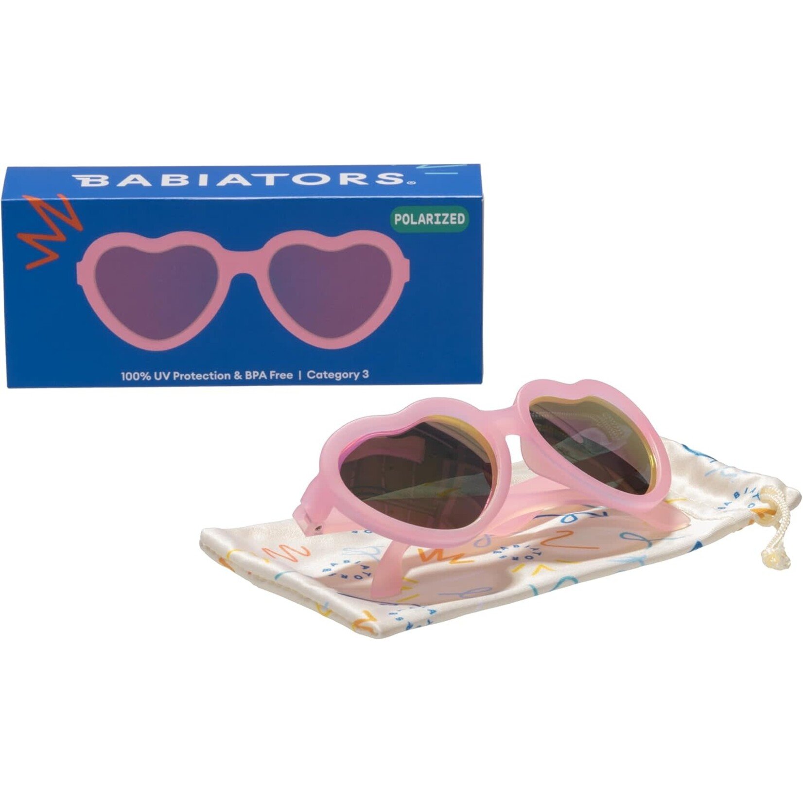 Babiators Babiators Frosted Pink Heart Polarized Purple Mirrored Lenses