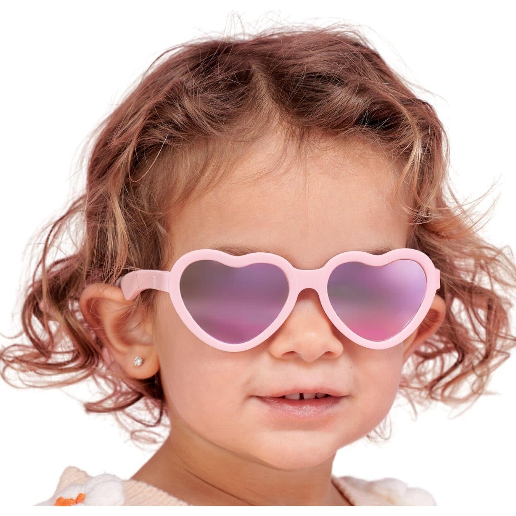 Babiators Babiators Frosted Pink Heart Polarized Purple Mirrored Lenses