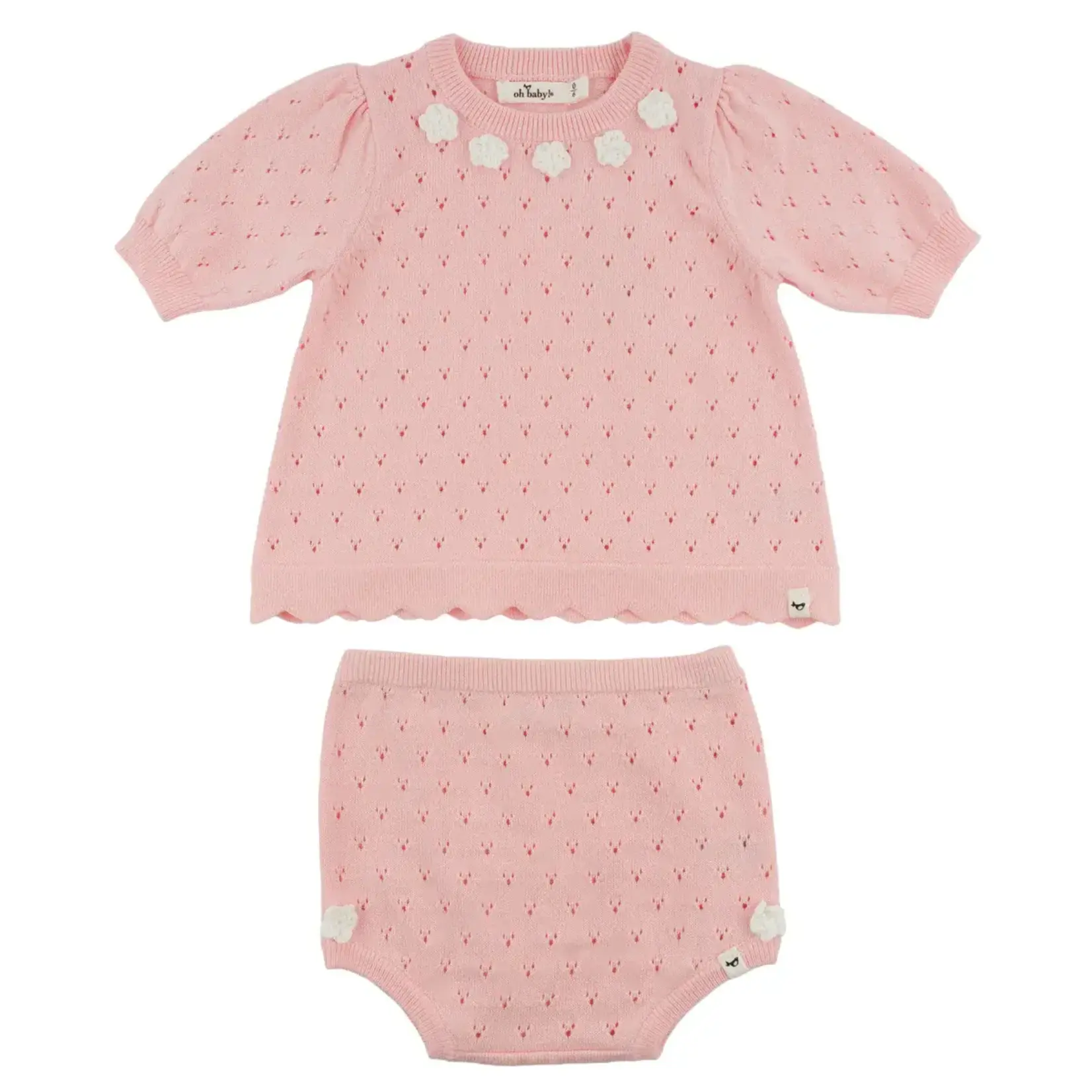 Oh Baby! Oh Baby Pink Bird Stitch Emmie Top & Short Set