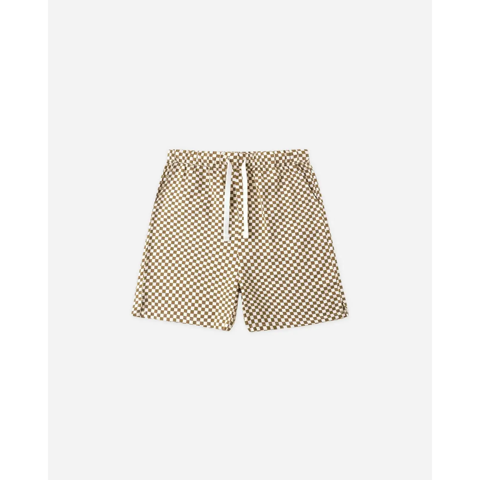 Rylee + Cru Rylee + Cru Natural Coastal Lapel Collar Shirt & Ocre Check Perry Short Set