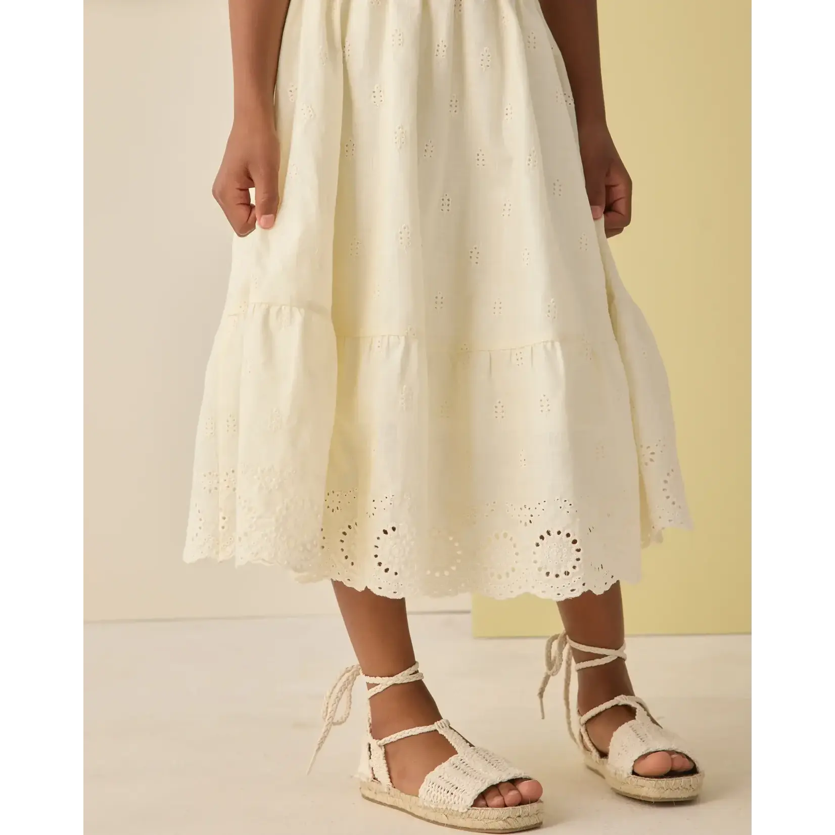 Rylee + Cru Rylee + Cru Ivory Eyelet Swing Top & Rose Maxi Skirt Set
