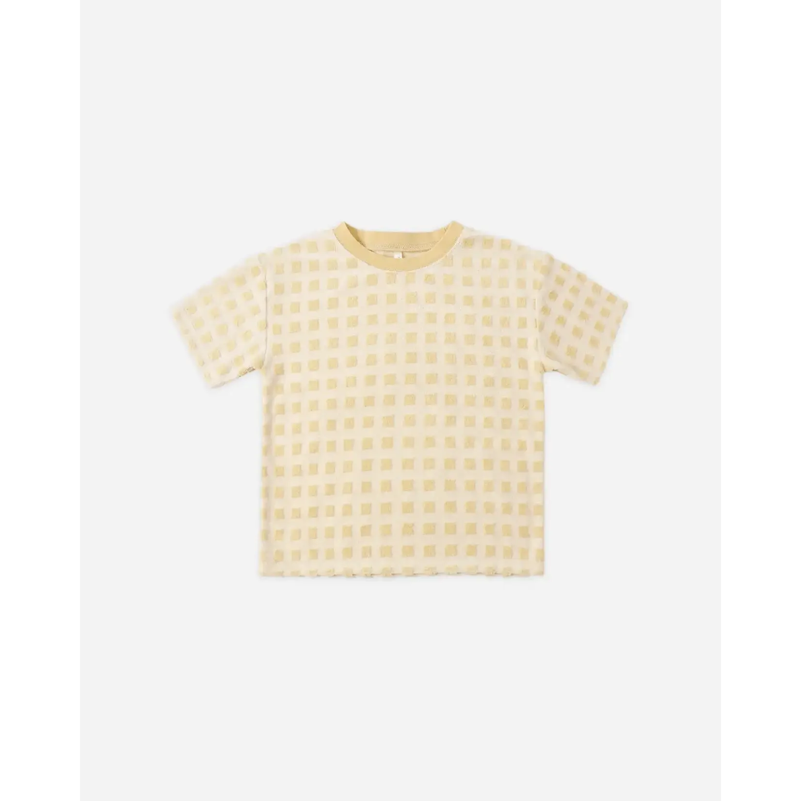 Rylee + Cru Rylee + Cru Butterscotch Grid Relaxed Tee And Terry Boys Short Set