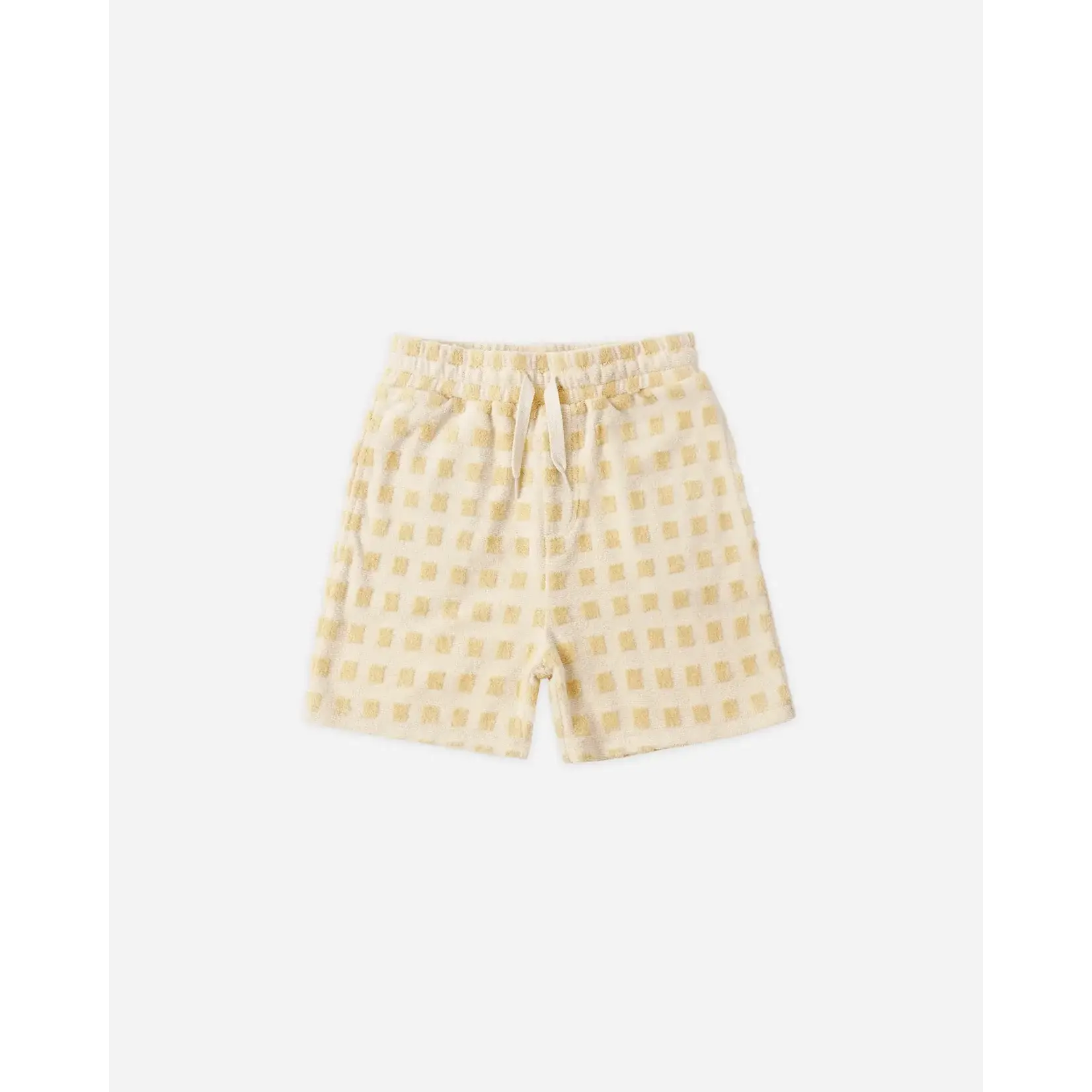 Rylee + Cru Rylee + Cru Butterscotch Grid Relaxed Tee And Terry Boys Short Set