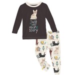 KicKee Pants Kickee Pants Natural Books & Pets L/S Graphic Tee Pj Set